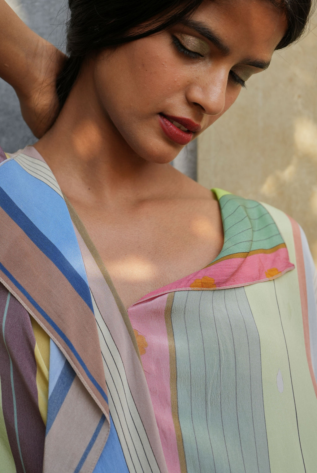 IRINA CO-ORD SET IN PASTEL TAMIL STRIPES PRINT