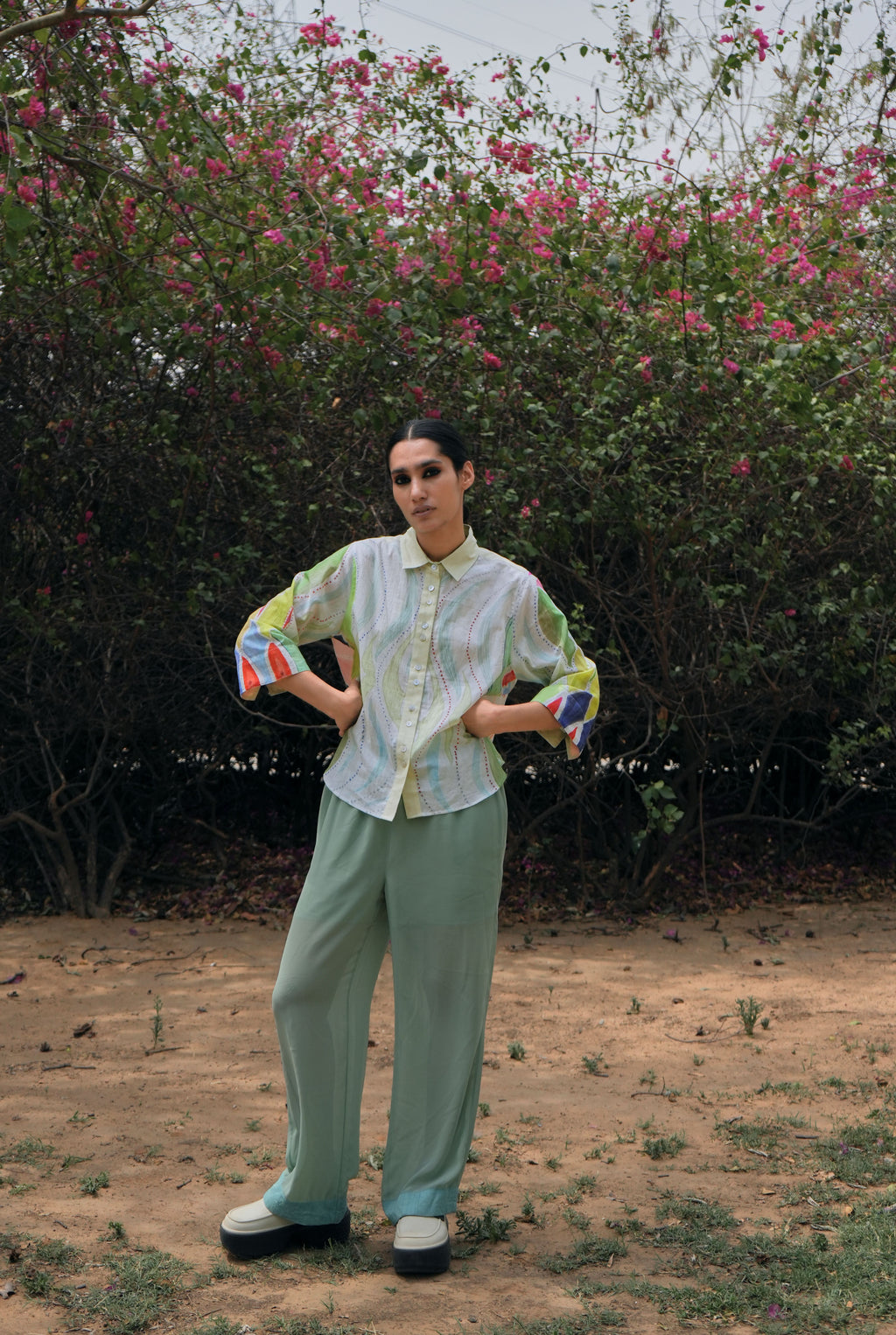MULMUL RENÈ SHIRT IN ATHANGUDI PASTEL PRINT