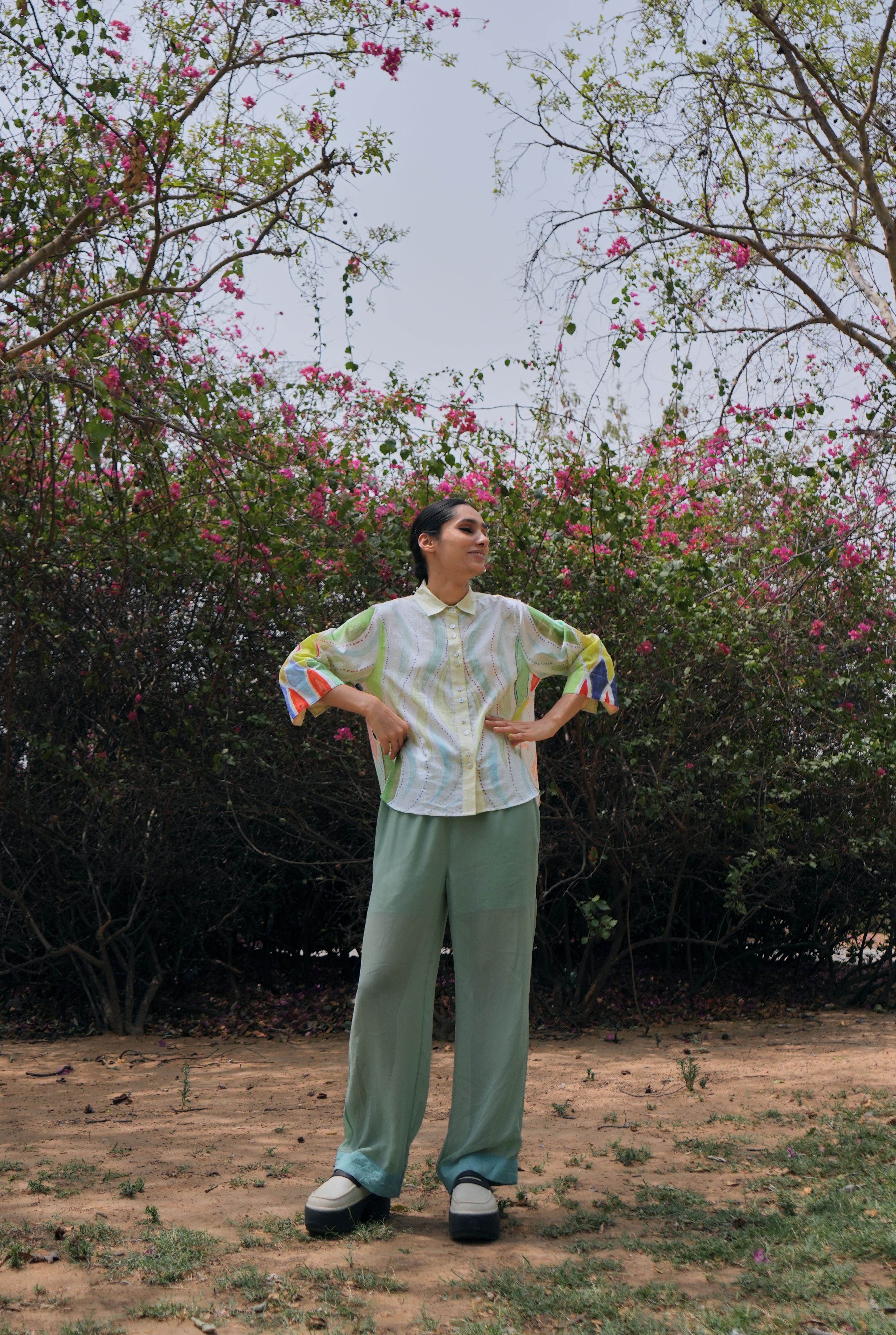 MULMUL RENÈ SHIRT IN ATHANGUDI PASTEL PRINT