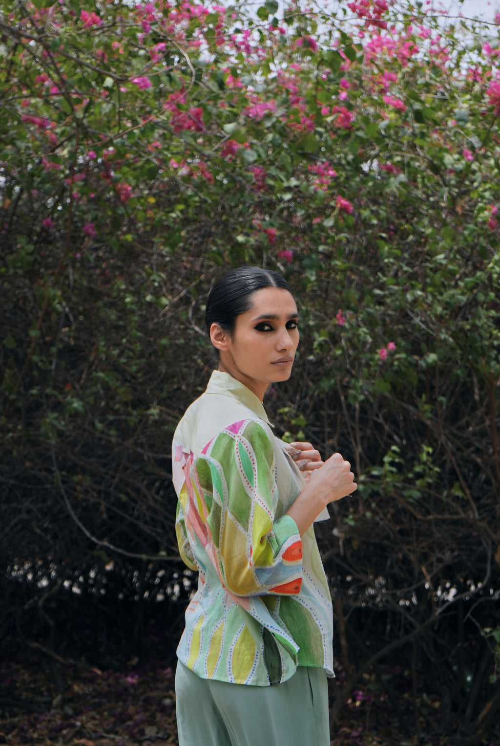 MULMUL RENÈ SHIRT IN ATHANGUDI PASTEL PRINT