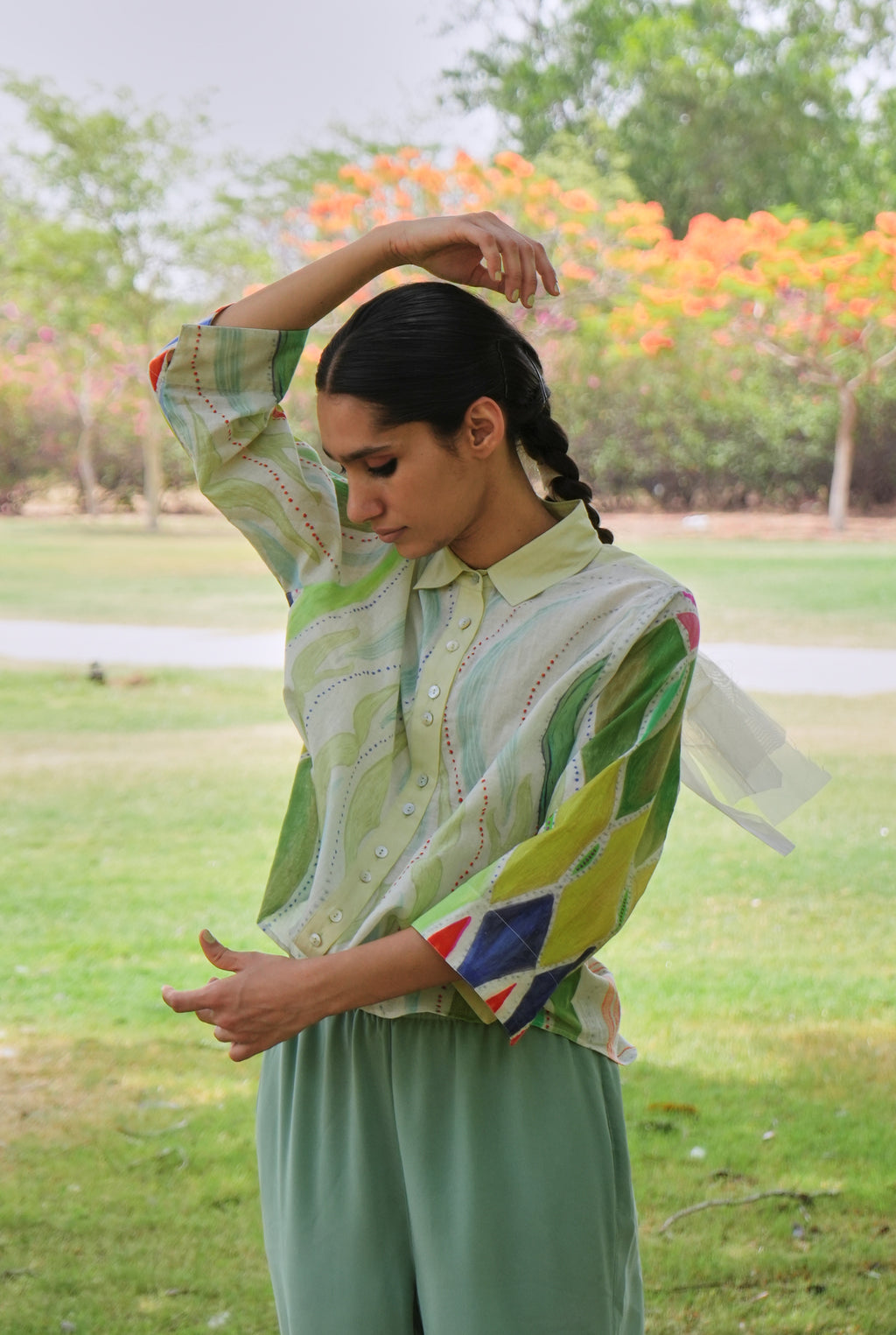 MULMUL RENÈ SHIRT IN ATHANGUDI PASTEL PRINT