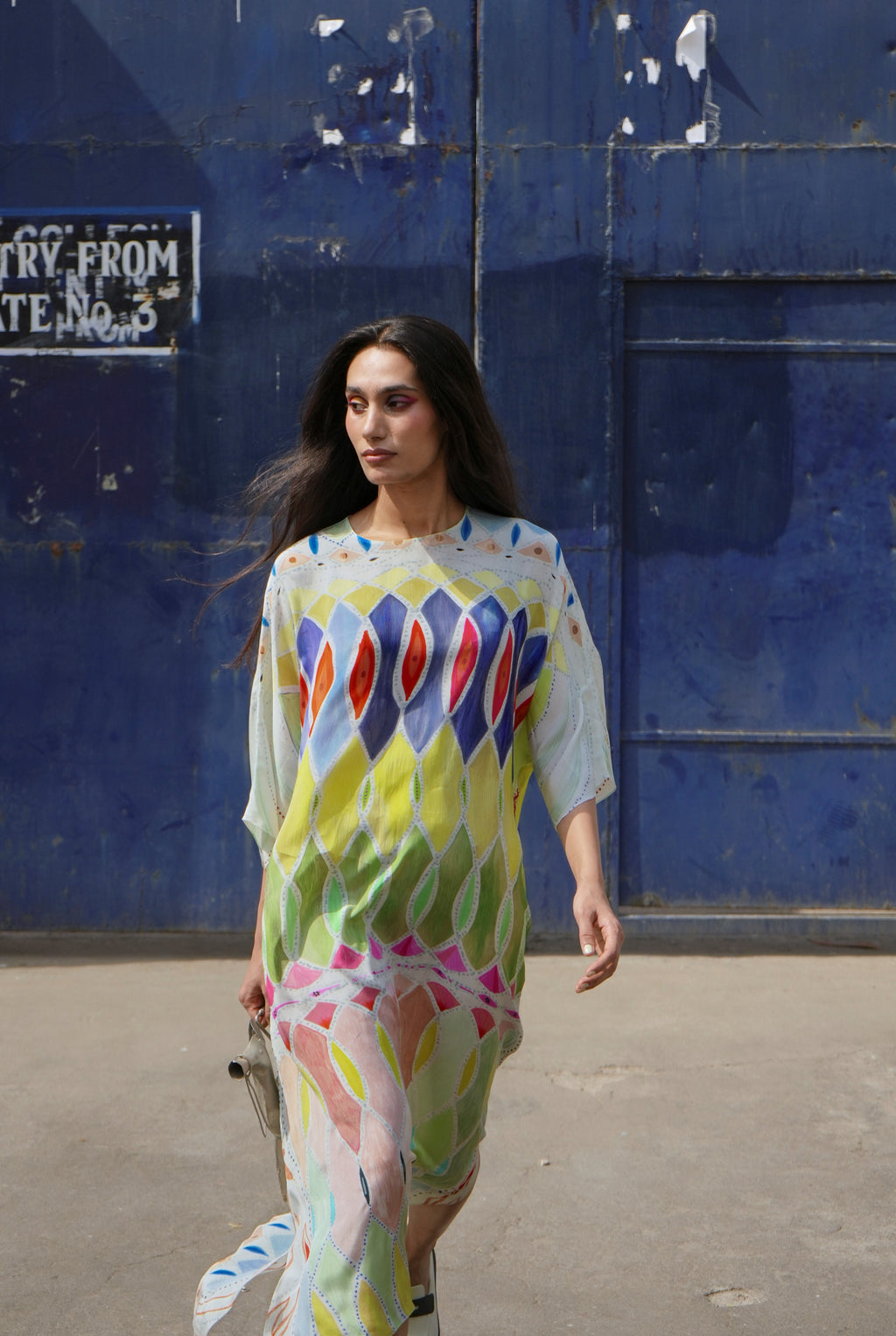 KAFTAAN DRESS IN ATHANGUDI PASTEL PRINT