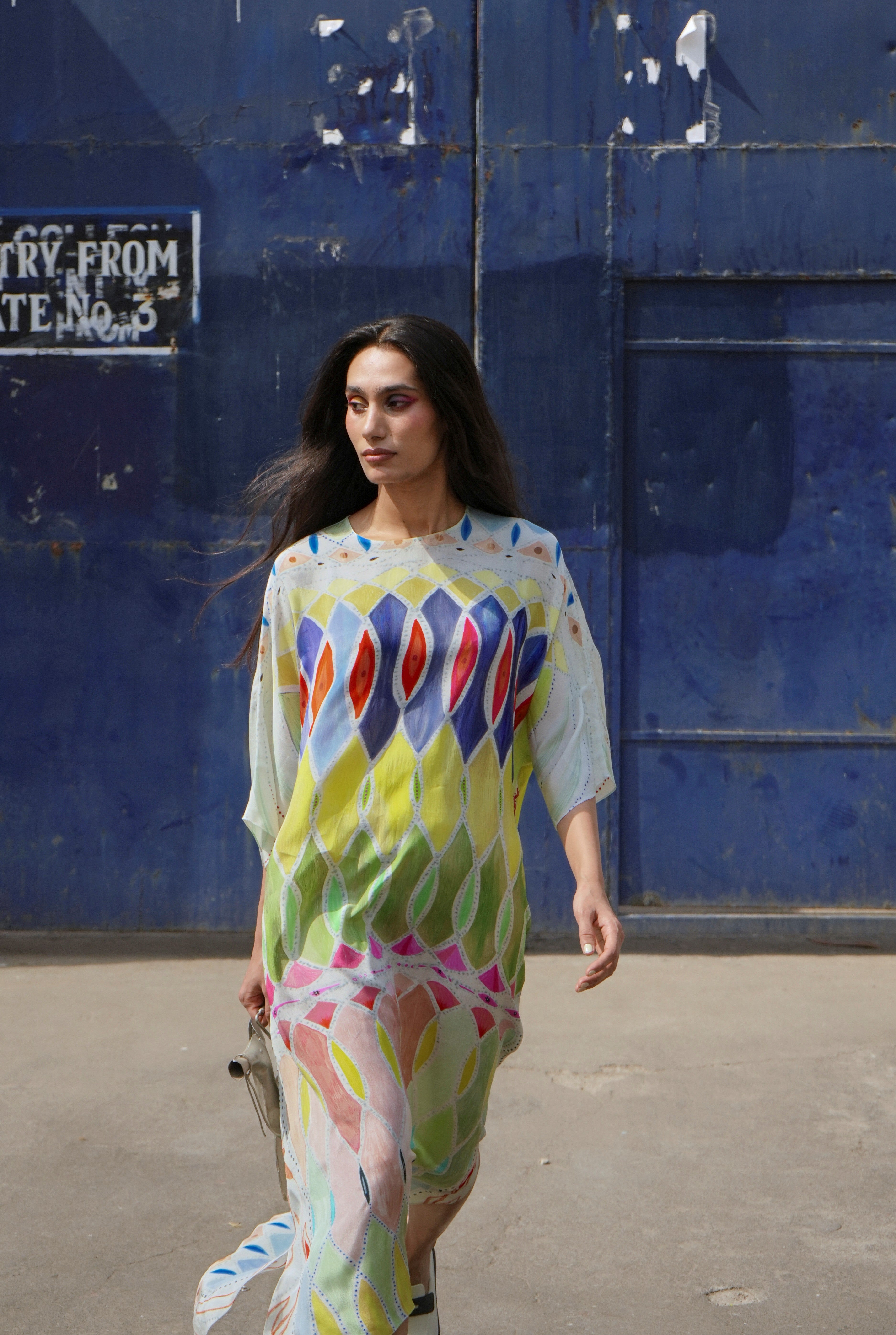 KAFTAAN DRESS IN ATHANGUDI PASTEL PRINT
