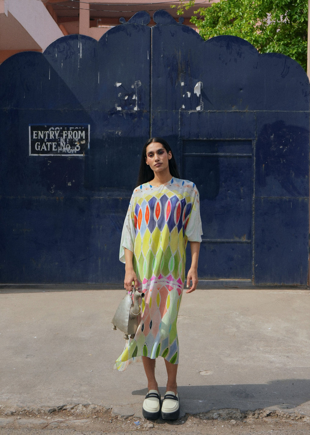 KAFTAAN DRESS IN ATHANGUDI PASTEL PRINT