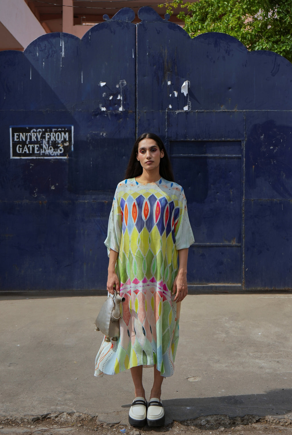 KAFTAAN DRESS IN ATHANGUDI PASTEL PRINT