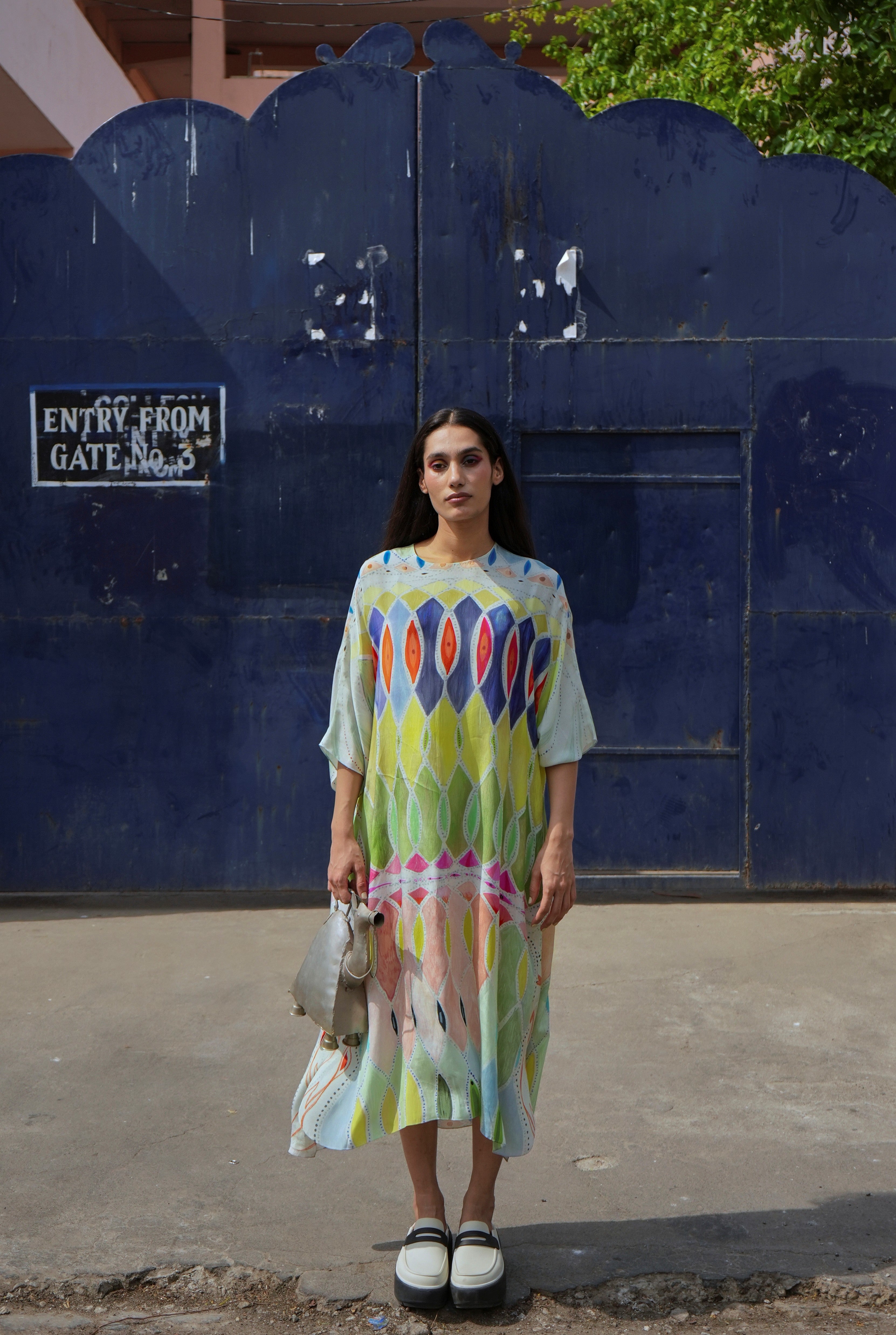 KAFTAAN DRESS IN ATHANGUDI PASTEL PRINT