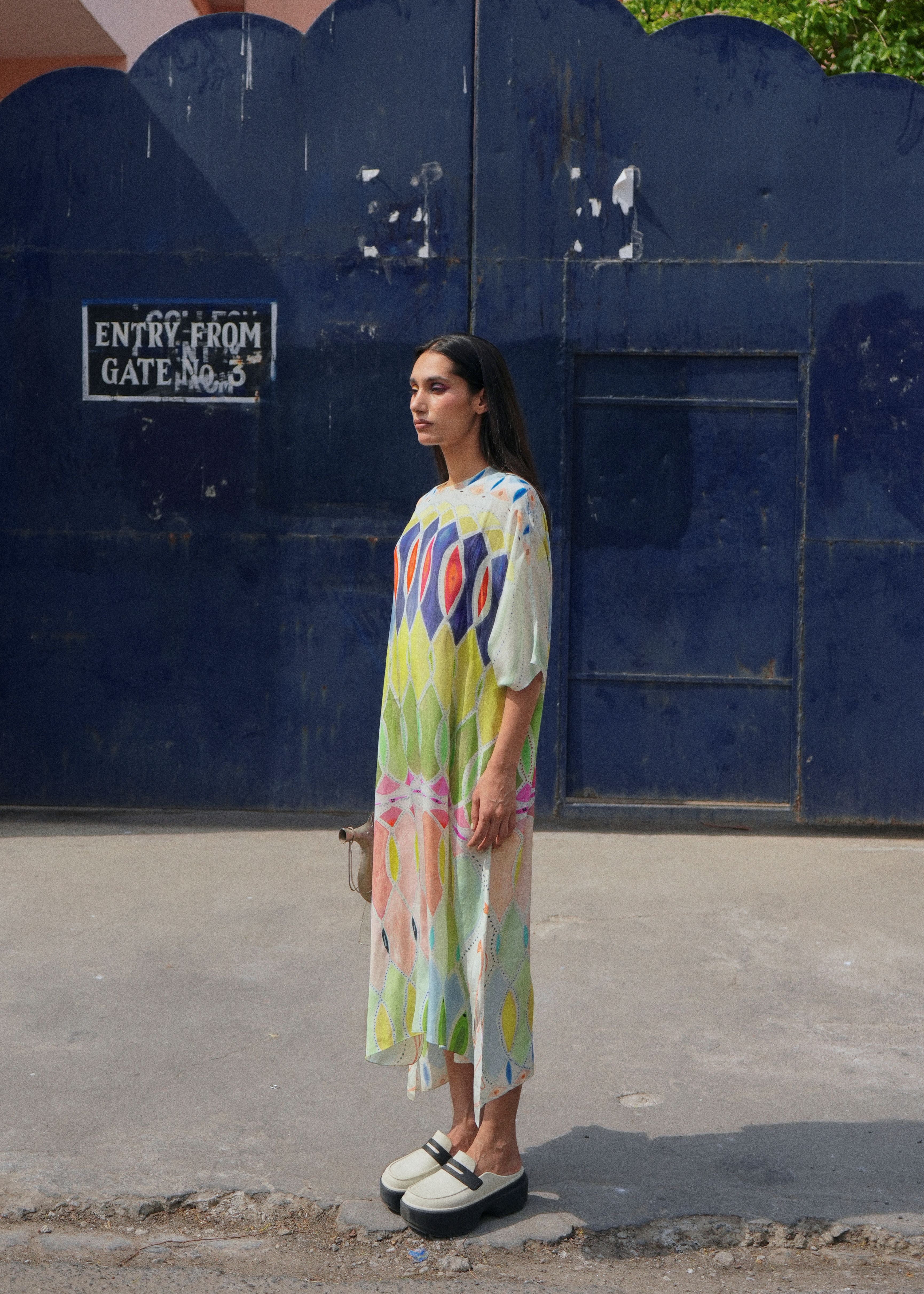 KAFTAAN DRESS IN ATHANGUDI PASTEL PRINT