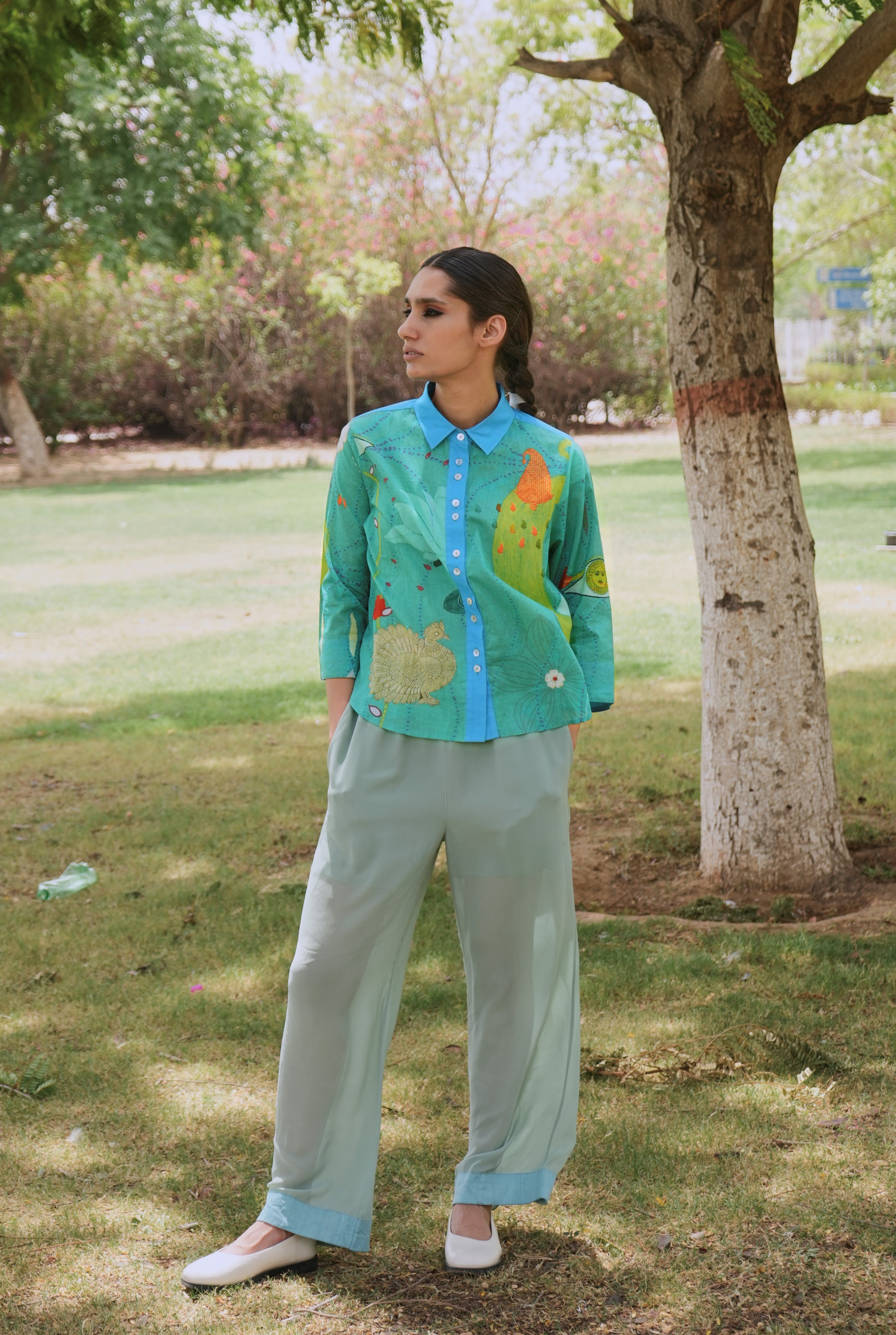 MULMUL RENÈ SHIRT IN CHETTI GREEN PRINT