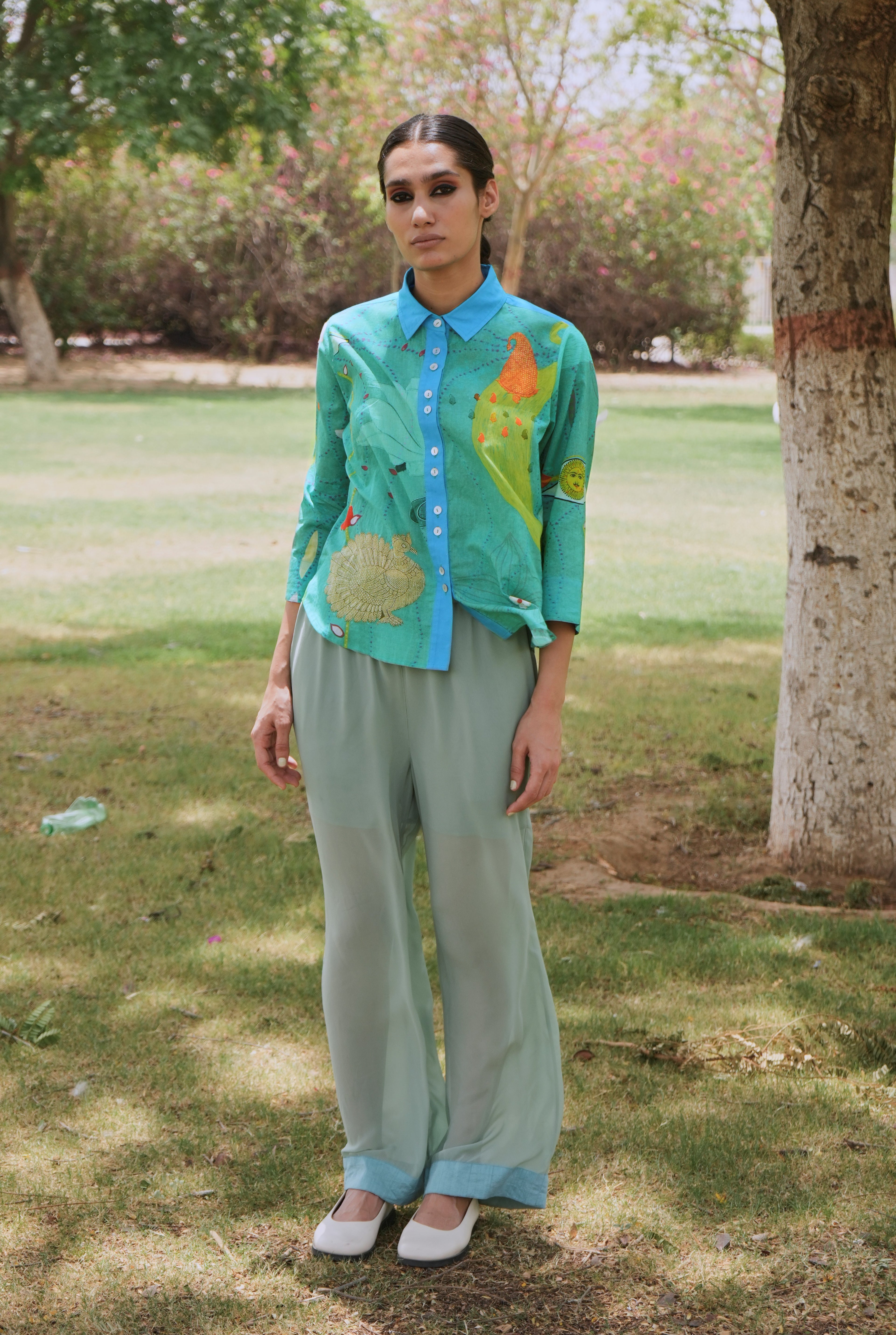 MULMUL RENÈ SHIRT IN CHETTI GREEN PRINT