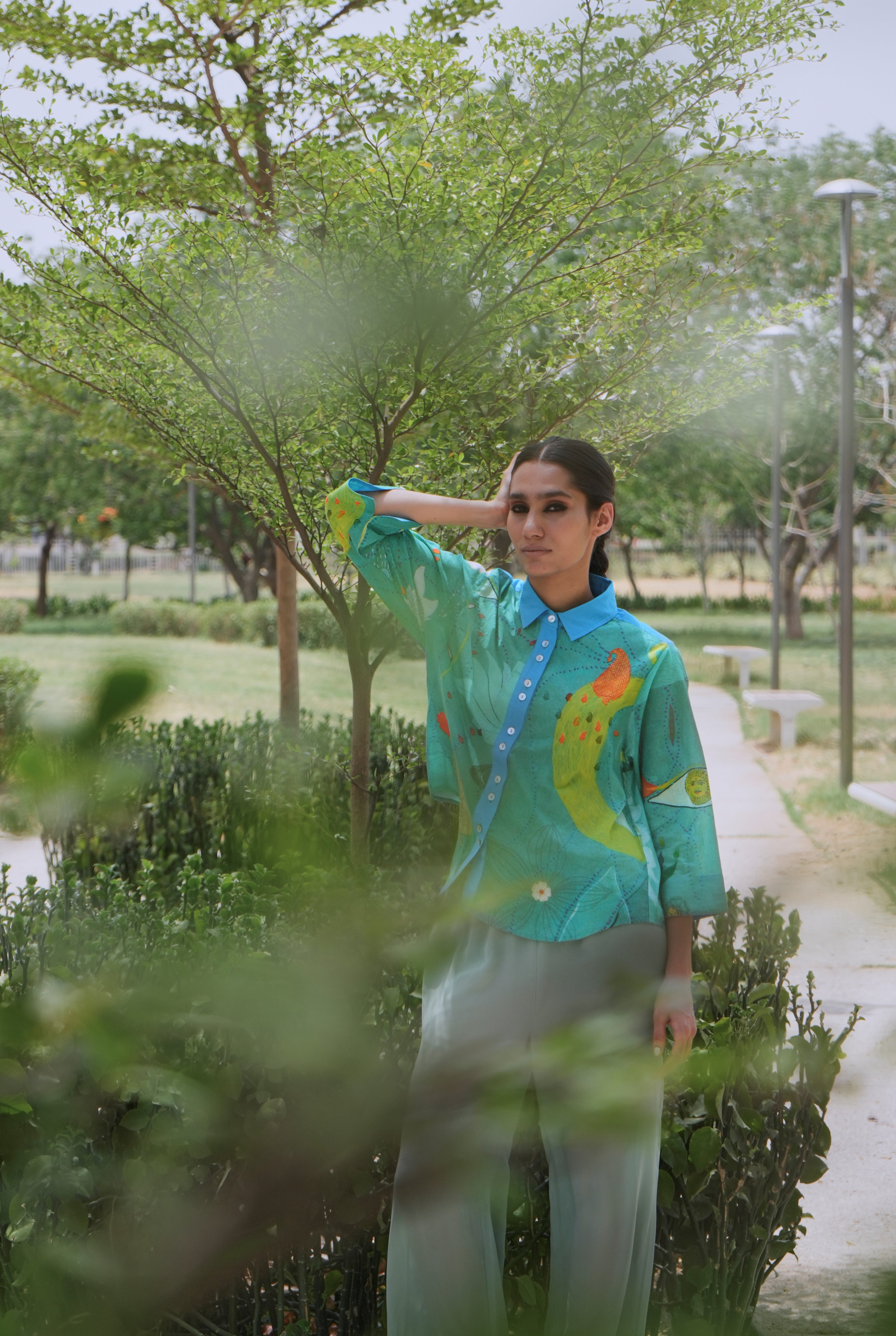 MULMUL RENÈ SHIRT IN CHETTI GREEN PRINT