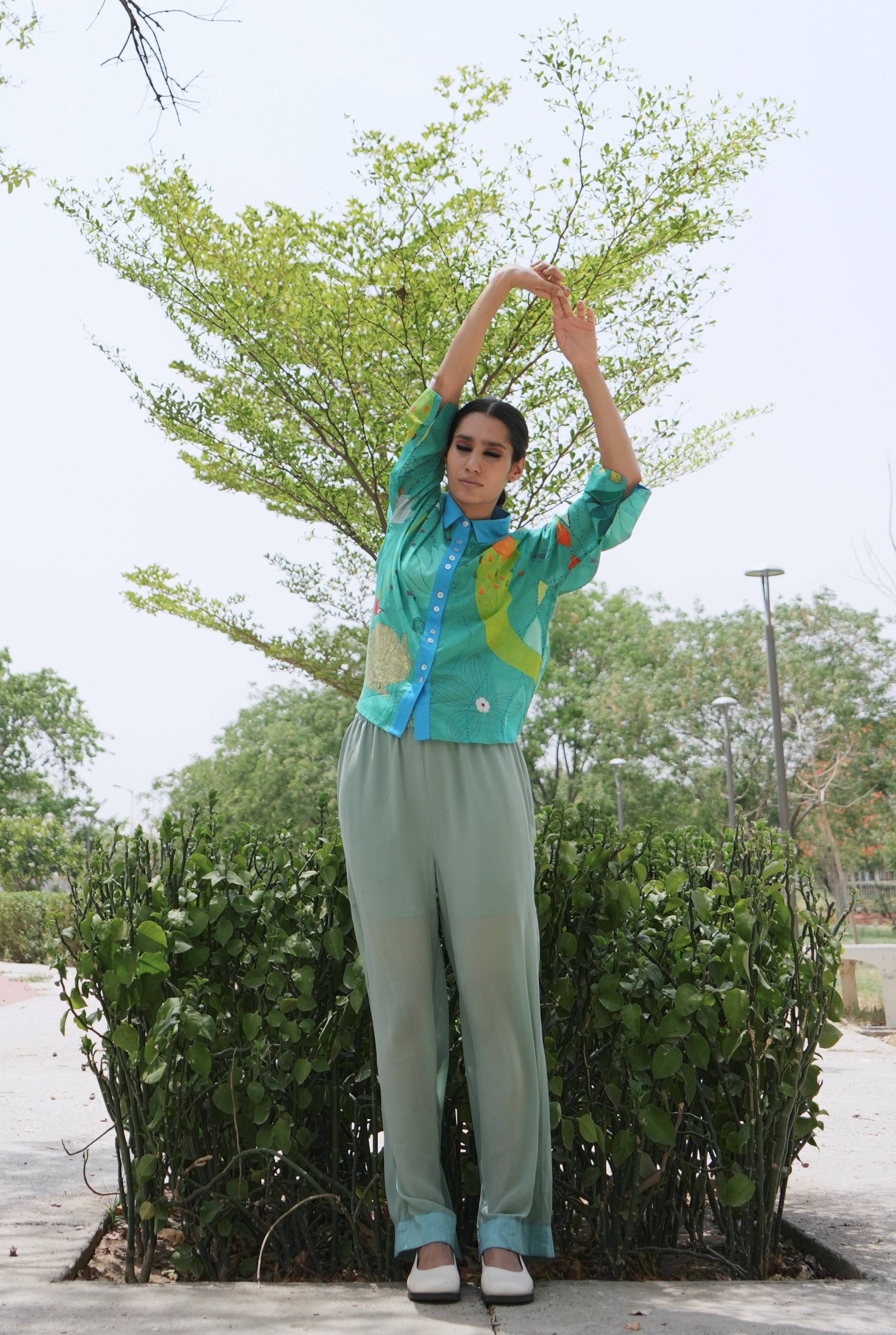 MULMUL RENÈ SHIRT IN CHETTI GREEN PRINT