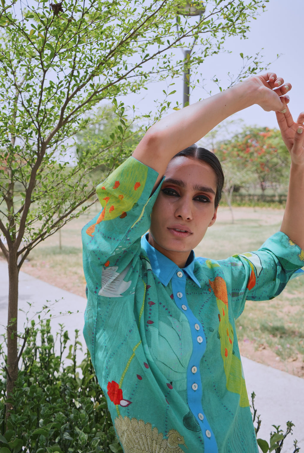 MULMUL RENÈ SHIRT IN CHETTI GREEN PRINT