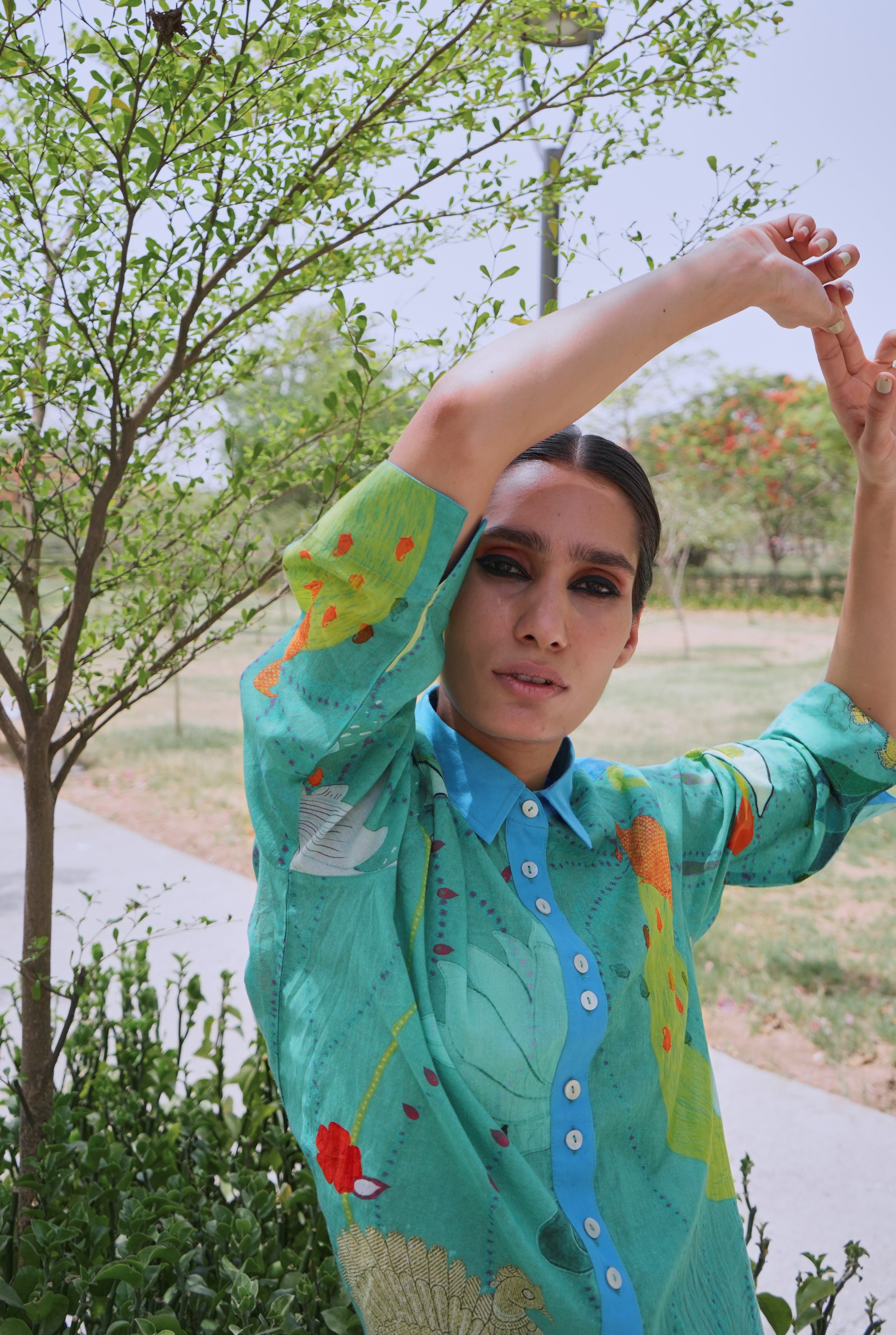 MULMUL RENÈ SHIRT IN CHETTI GREEN PRINT