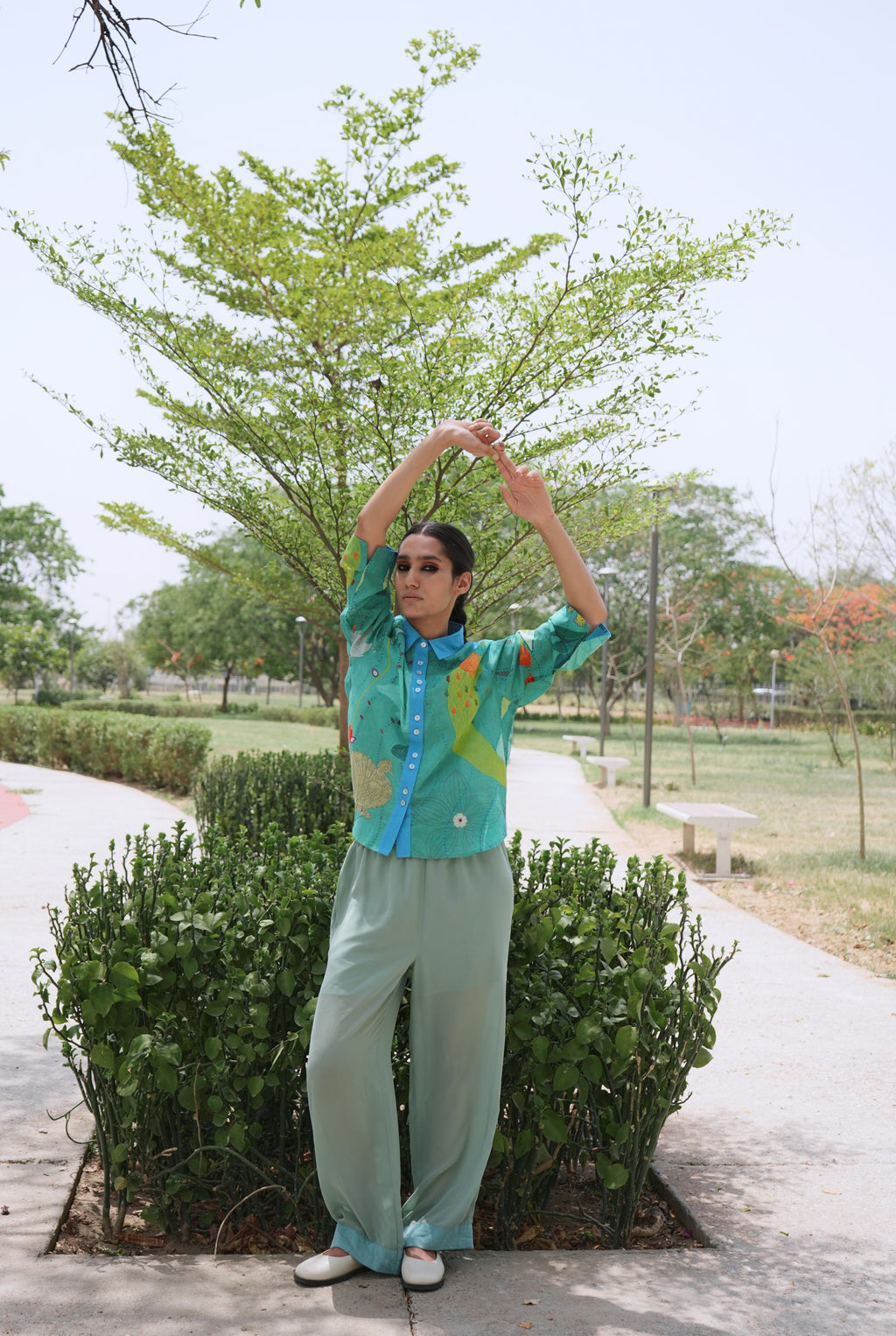 MULMUL RENÈ SHIRT IN CHETTI GREEN PRINT