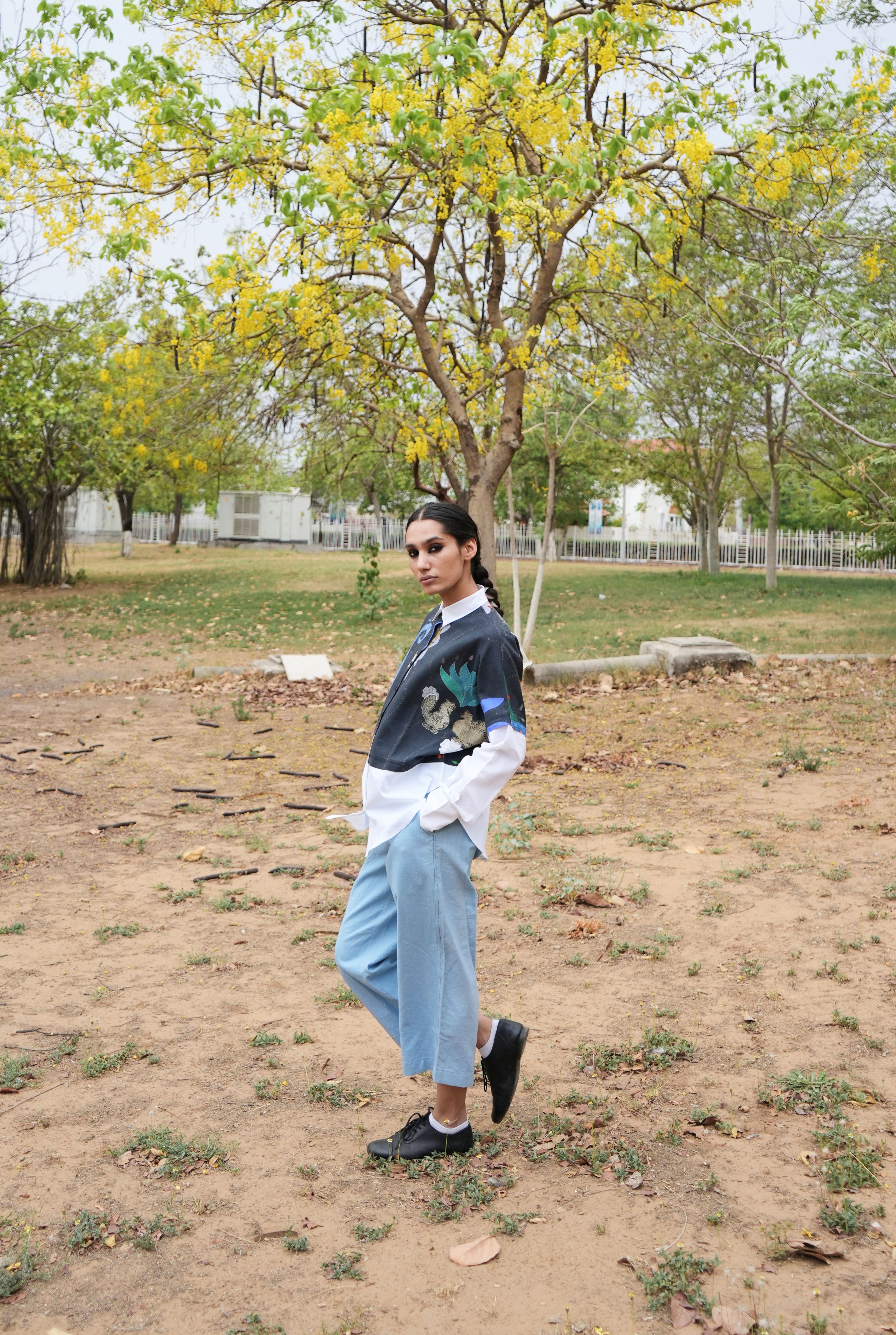 OVERLAY SHIRT IN CHETTI BLACK WITH WHITE CONTRAST