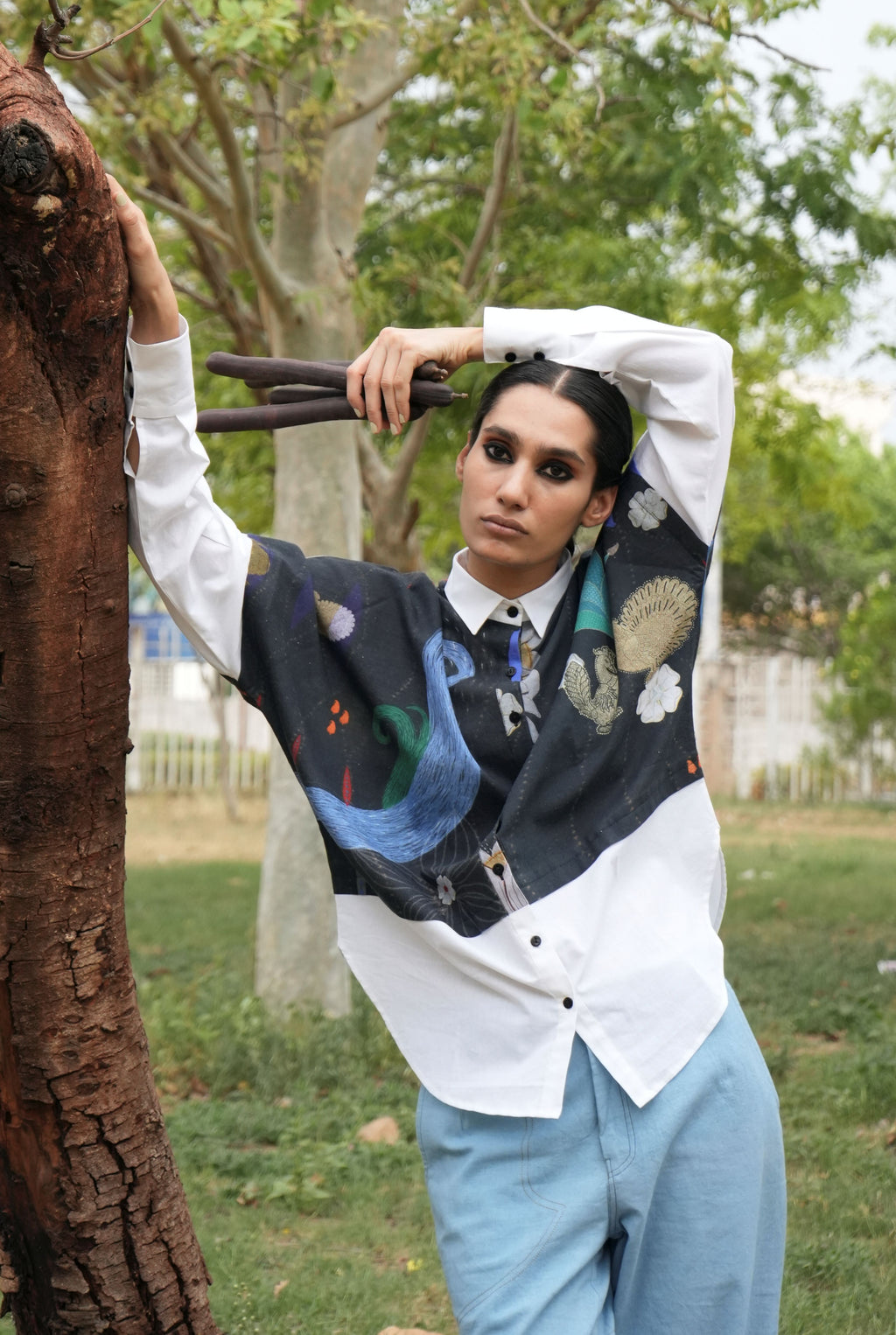 OVERLAY SHIRT IN CHETTI BLACK WITH WHITE CONTRAST