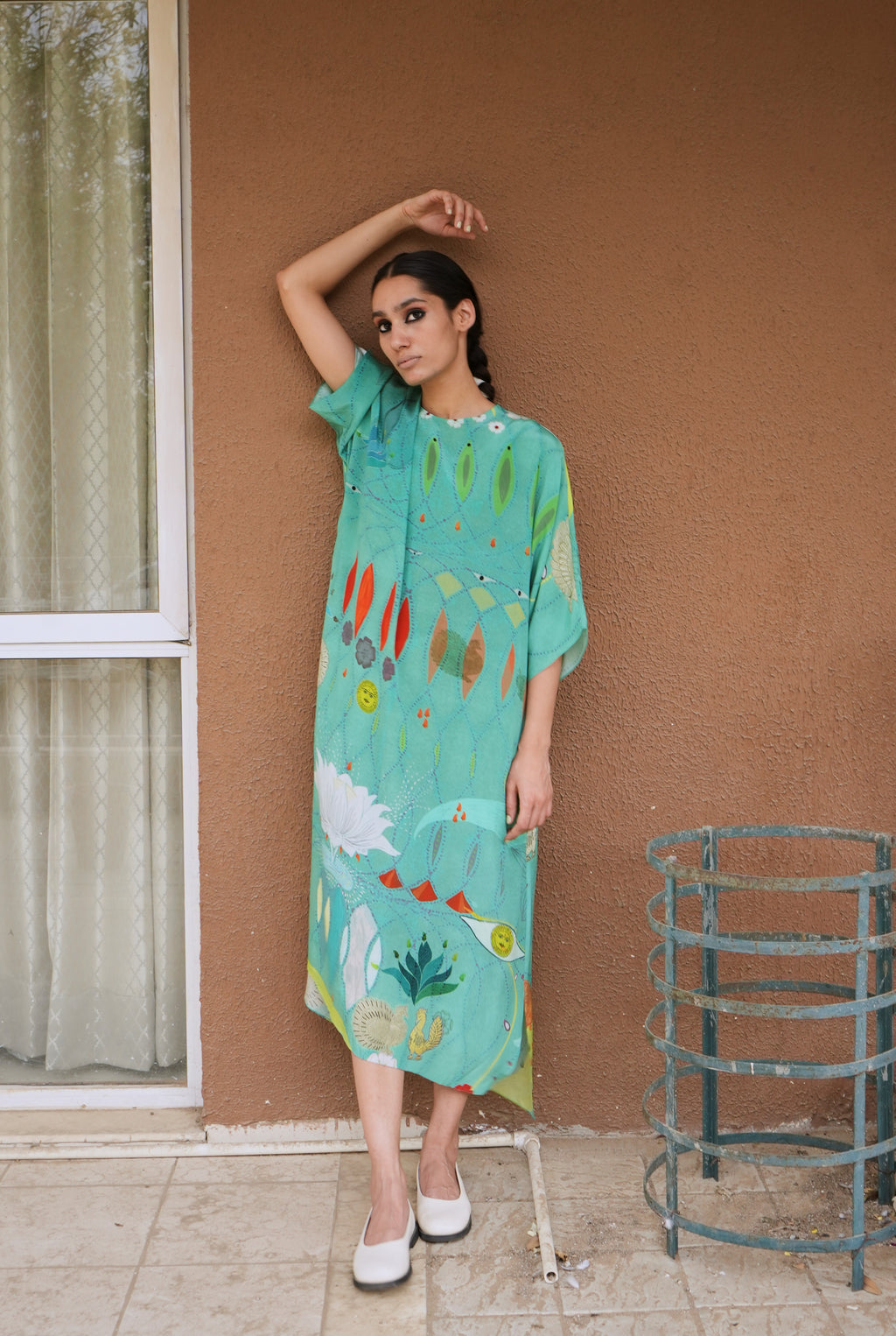 KAFTAAN DRESS IN CHETTI GREEN PRINT