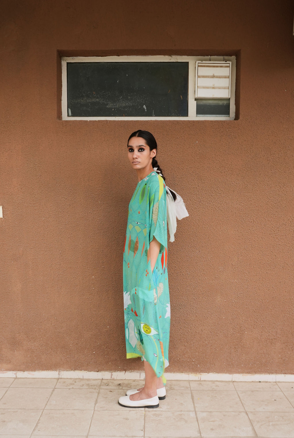 KAFTAAN DRESS IN CHETTI GREEN PRINT