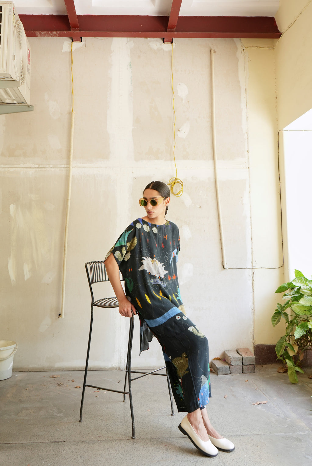 GARDEN CO-ORD SET IN CHETTI BLACK PRINT