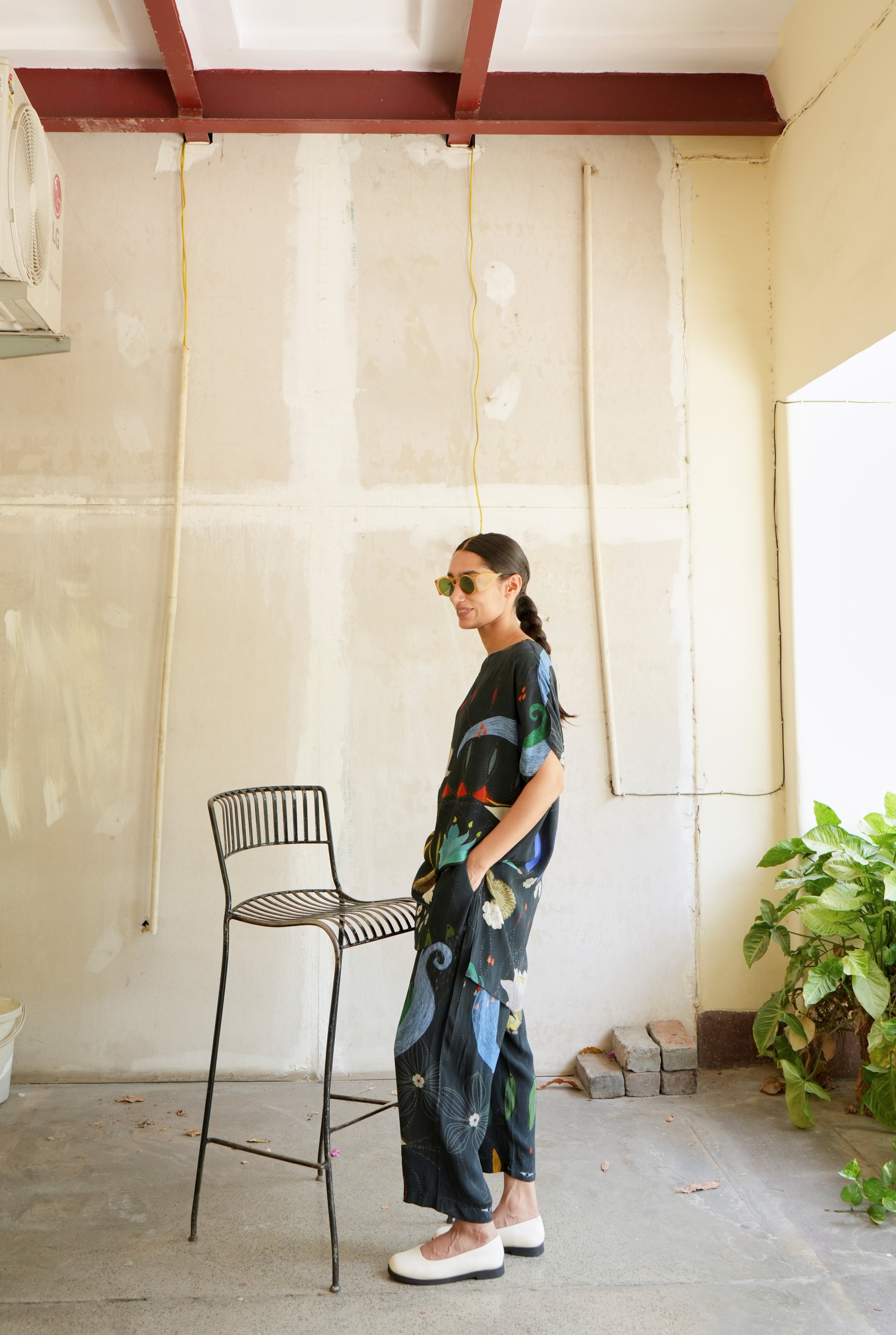 GARDEN CO-ORD SET IN CHETTI BLACK PRINT