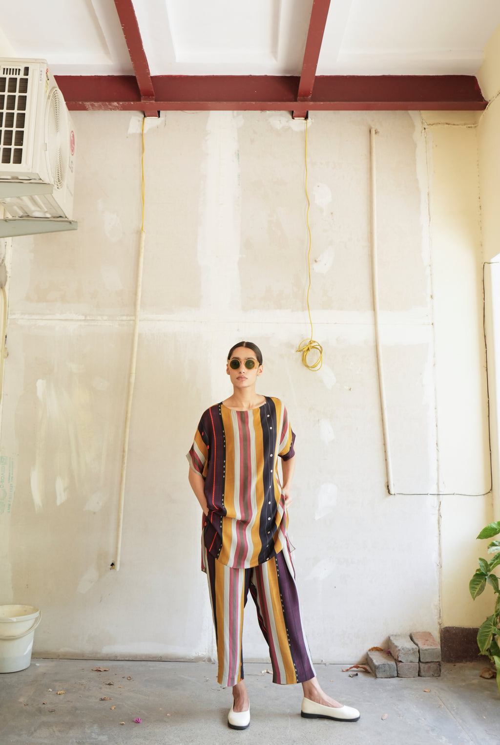 GARDEN CO-ORD SET IN NADU STRIPES PRINT