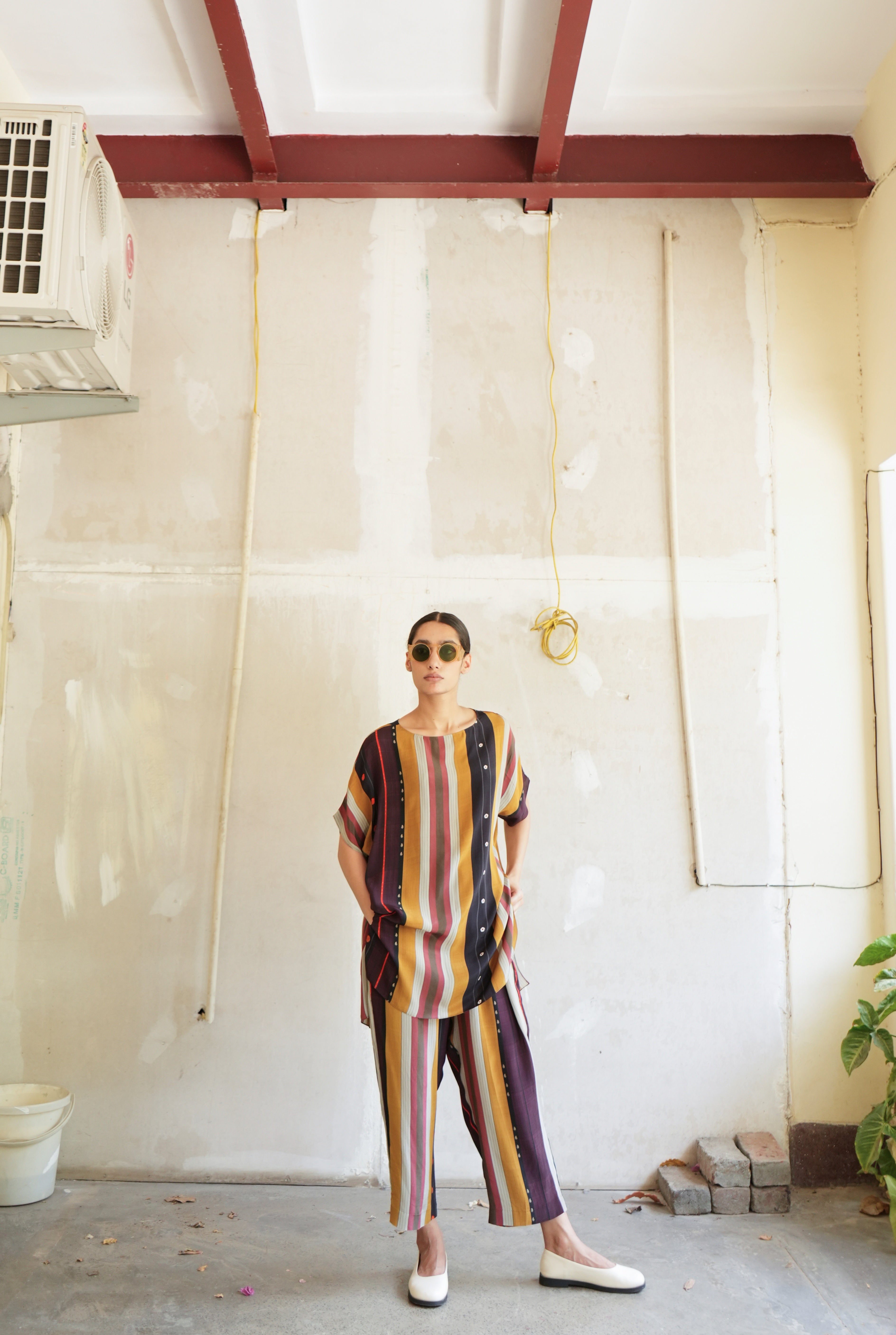 GARDEN CO-ORD SET IN NADU STRIPES PRINT