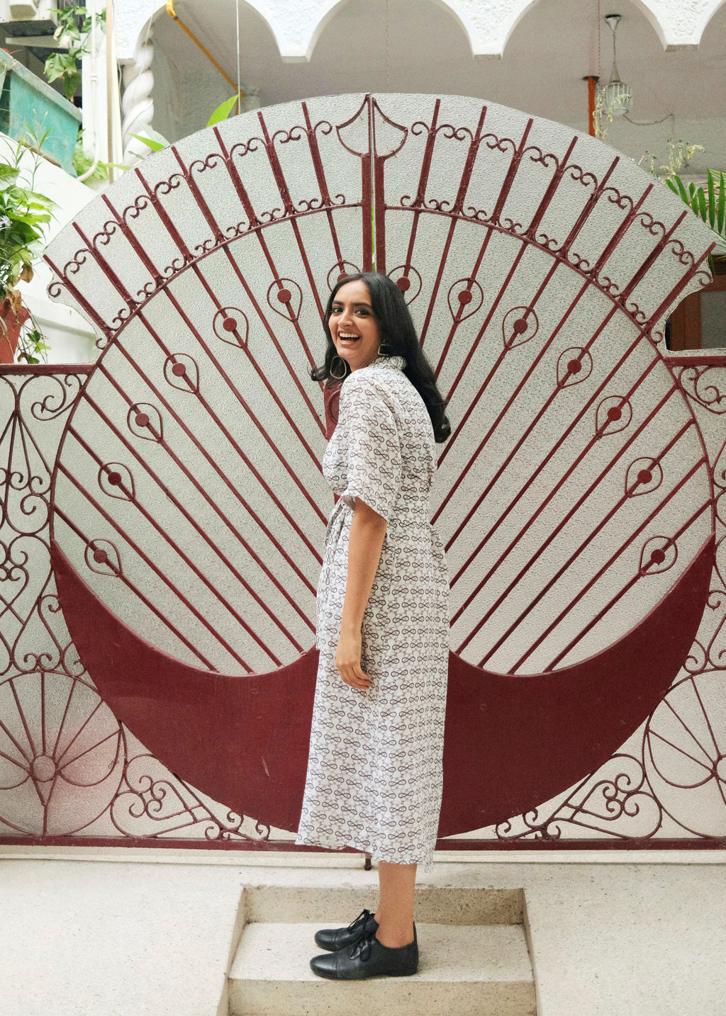 SHIRT DRESS IN AC JAAL WHITE PRINT