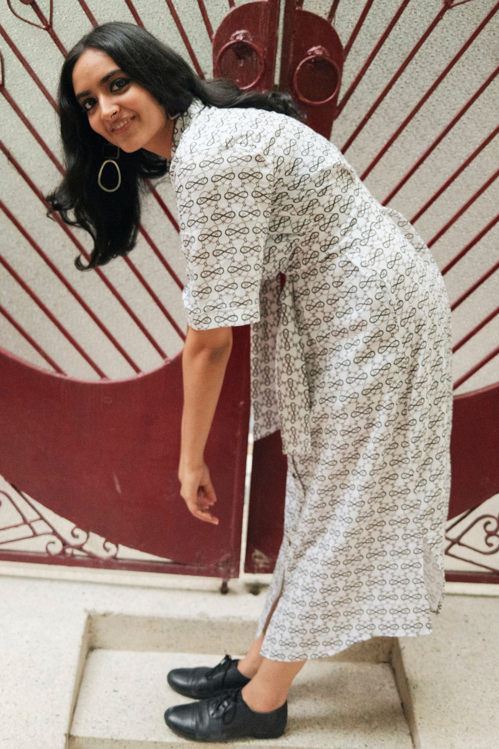 SHIRT DRESS IN AC JAAL WHITE PRINT