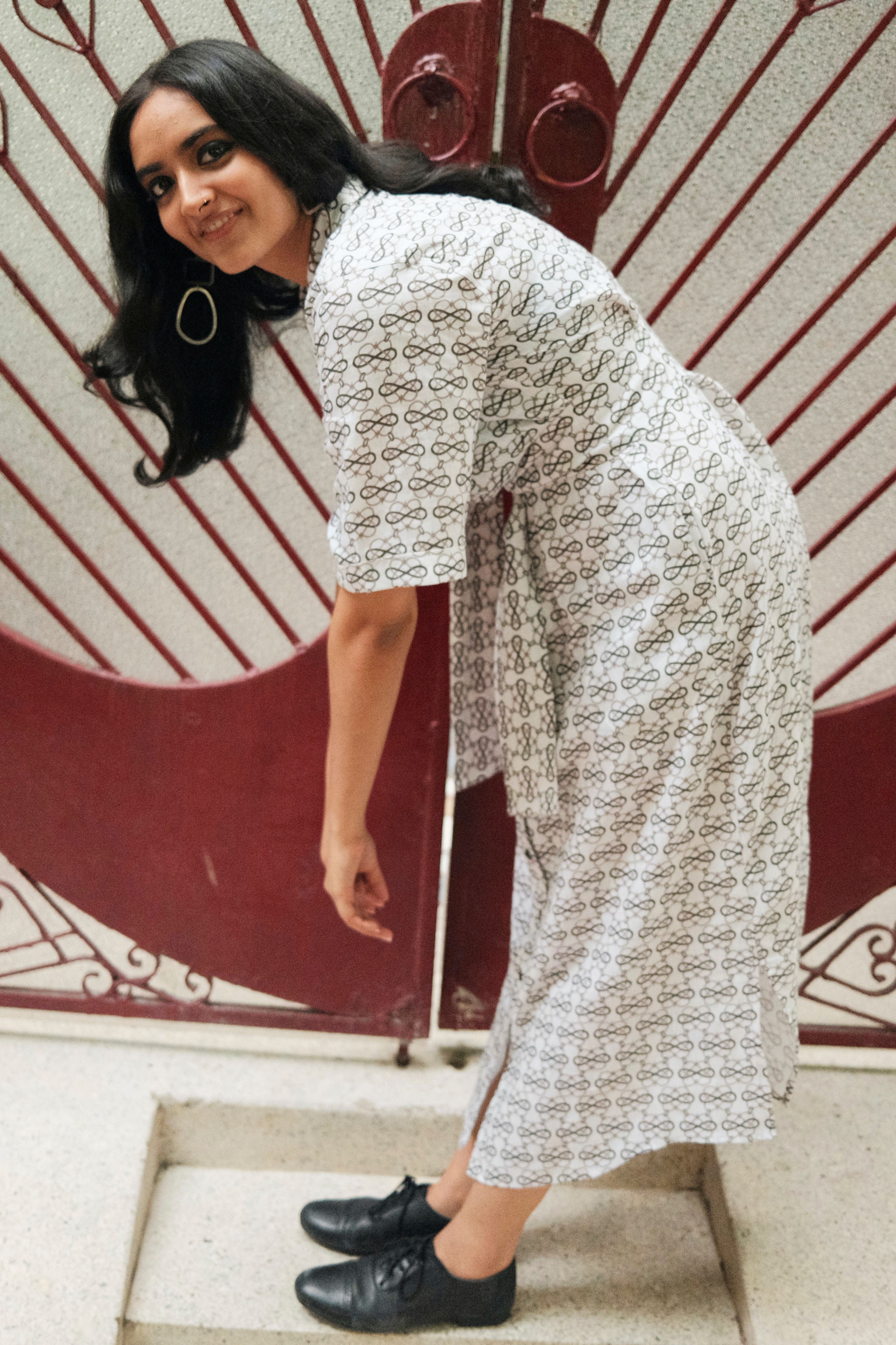 SHIRT DRESS IN AC JAAL WHITE PRINT