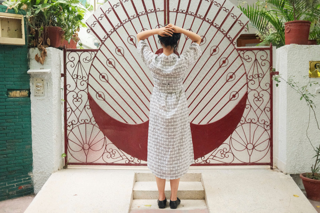 SHIRT DRESS IN AC JAAL WHITE PRINT