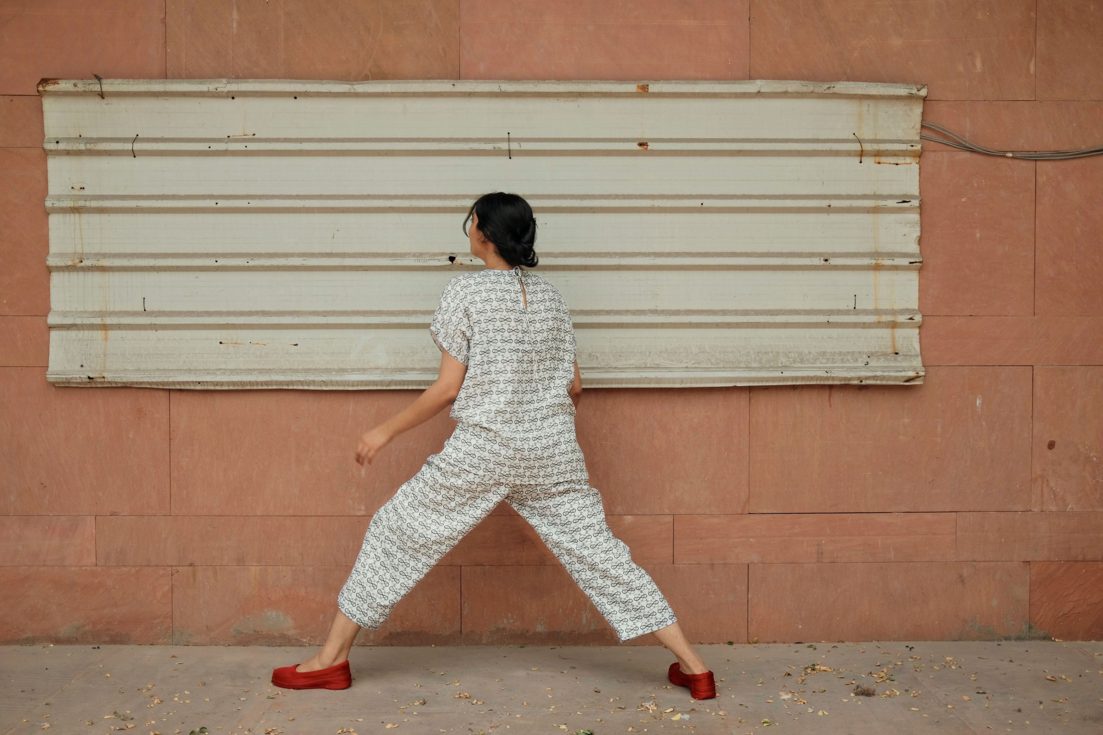 Bakers Co-ord Set In AC Jaal White Print