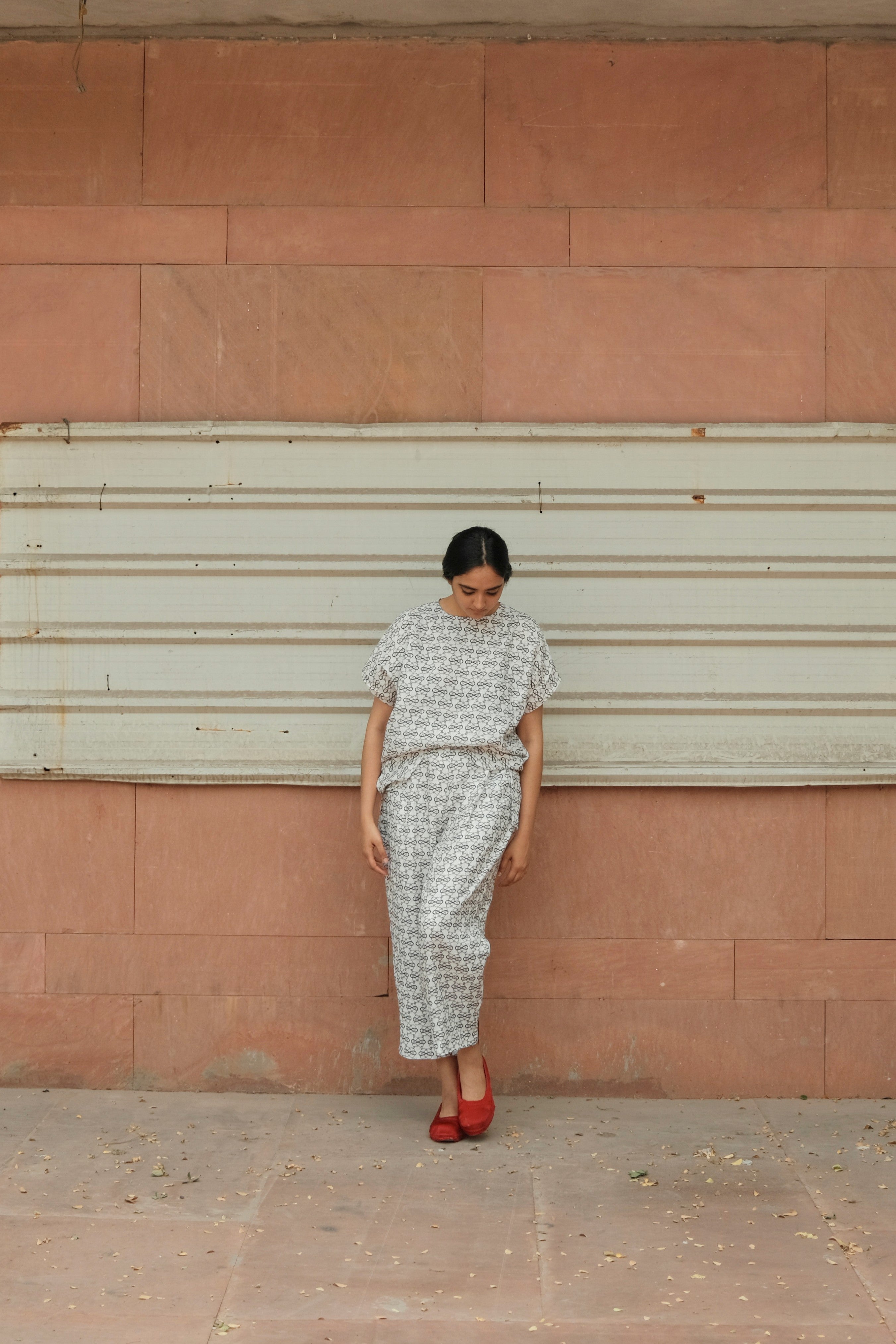 Bakers Co-ord Set In AC Jaal White Print