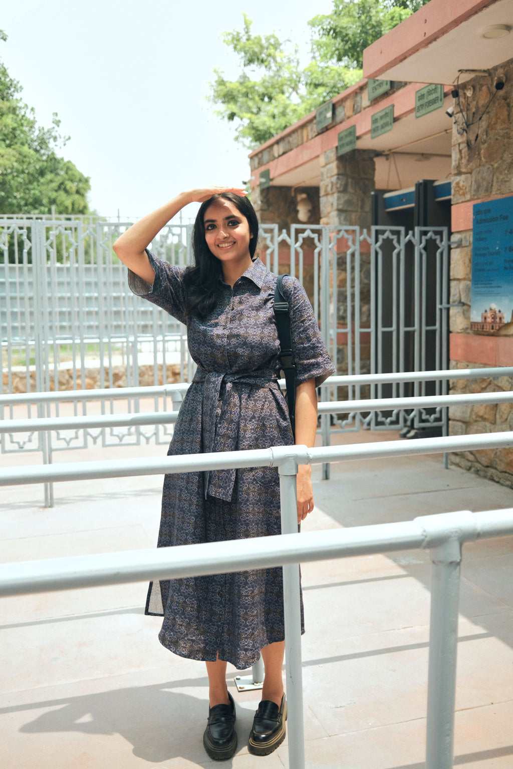 SHIRT DRESS IN AC JAAL NAVY PRINT