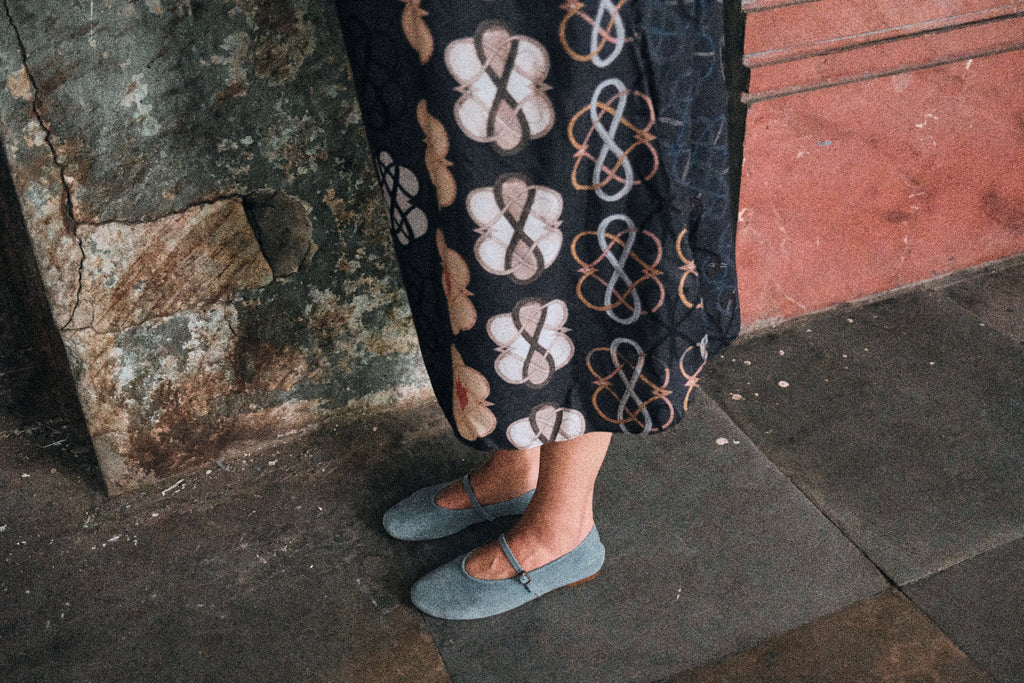 KAFTAAN DRESS IN AC NAVY PRINT