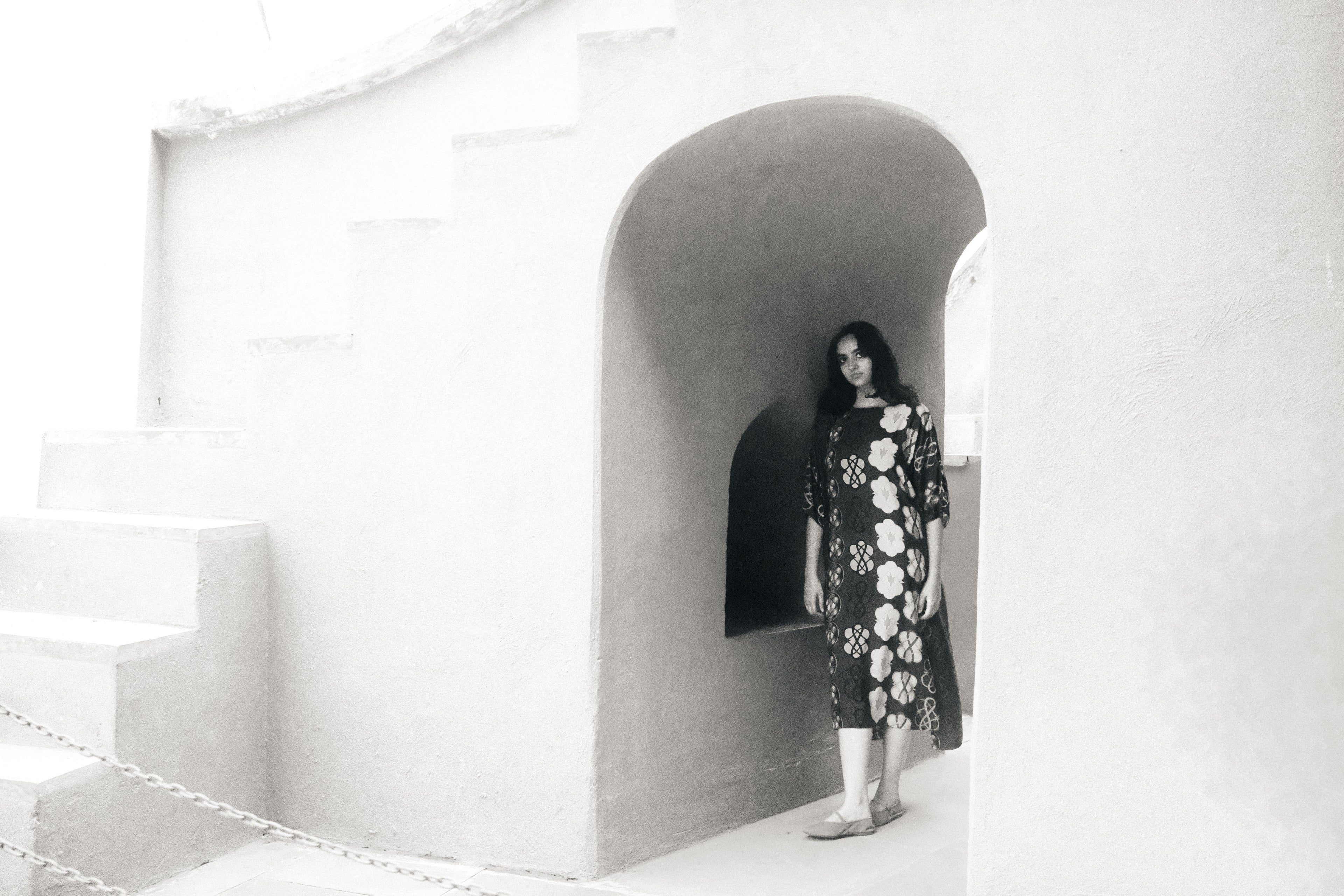 KAFTAAN DRESS IN AC NAVY PRINT