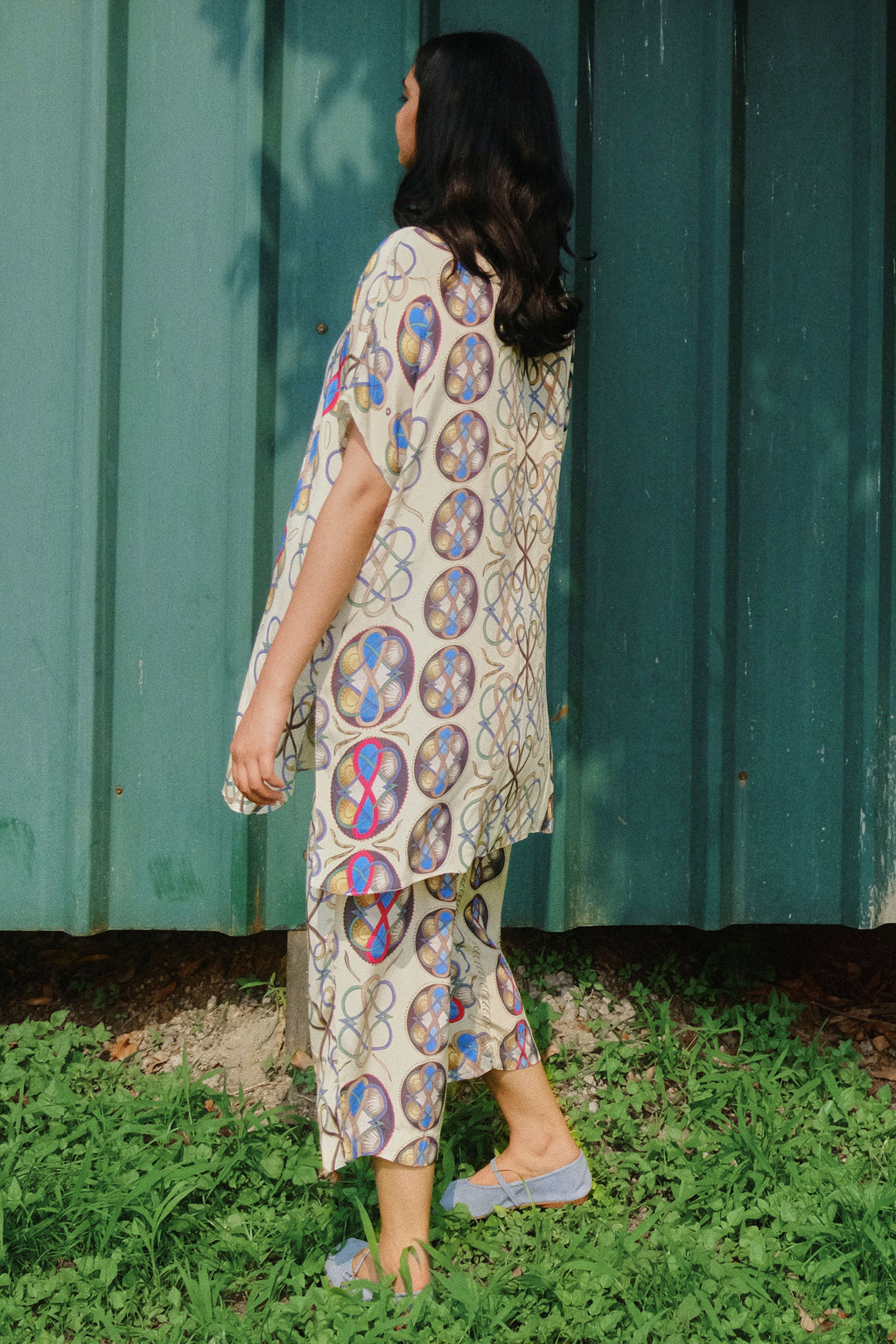 GARDEN CO-ORD SET IN AC BEIGE PRINT