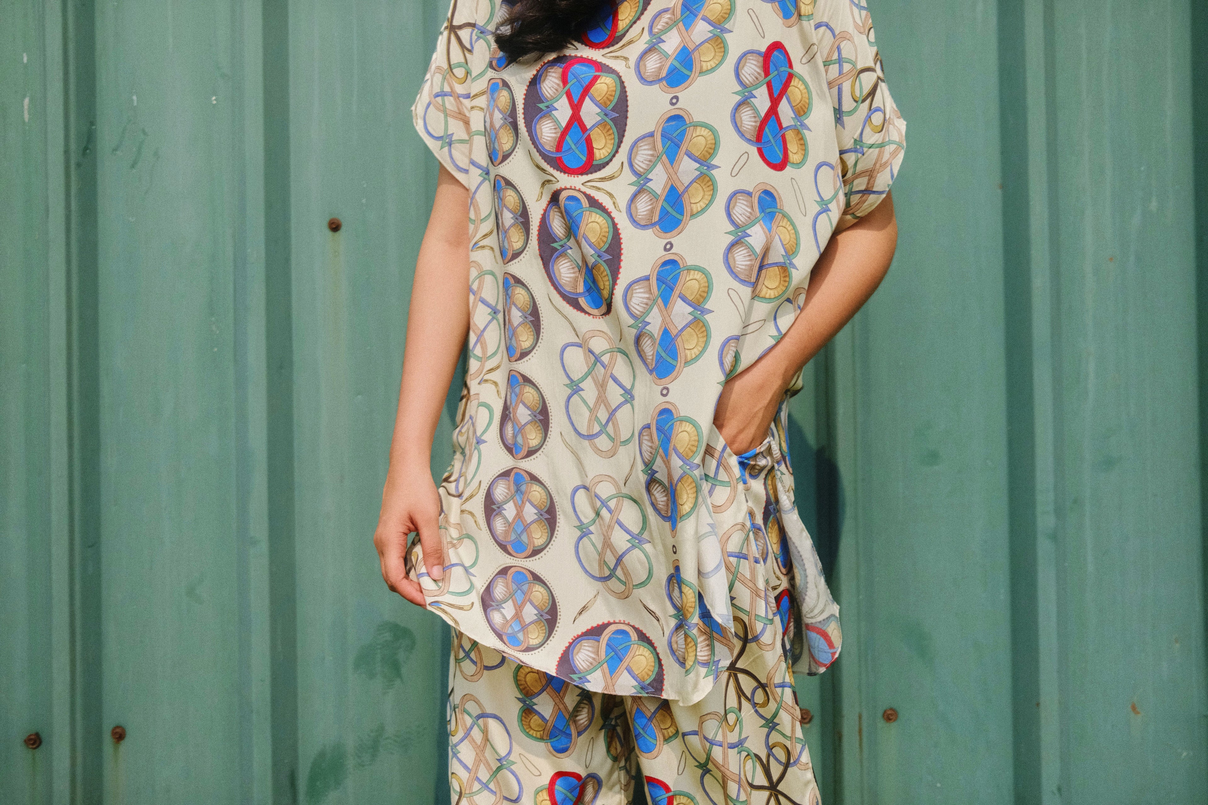 GARDEN CO-ORD SET IN AC BEIGE PRINT