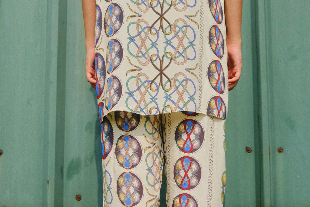 GARDEN CO-ORD SET IN AC BEIGE PRINT