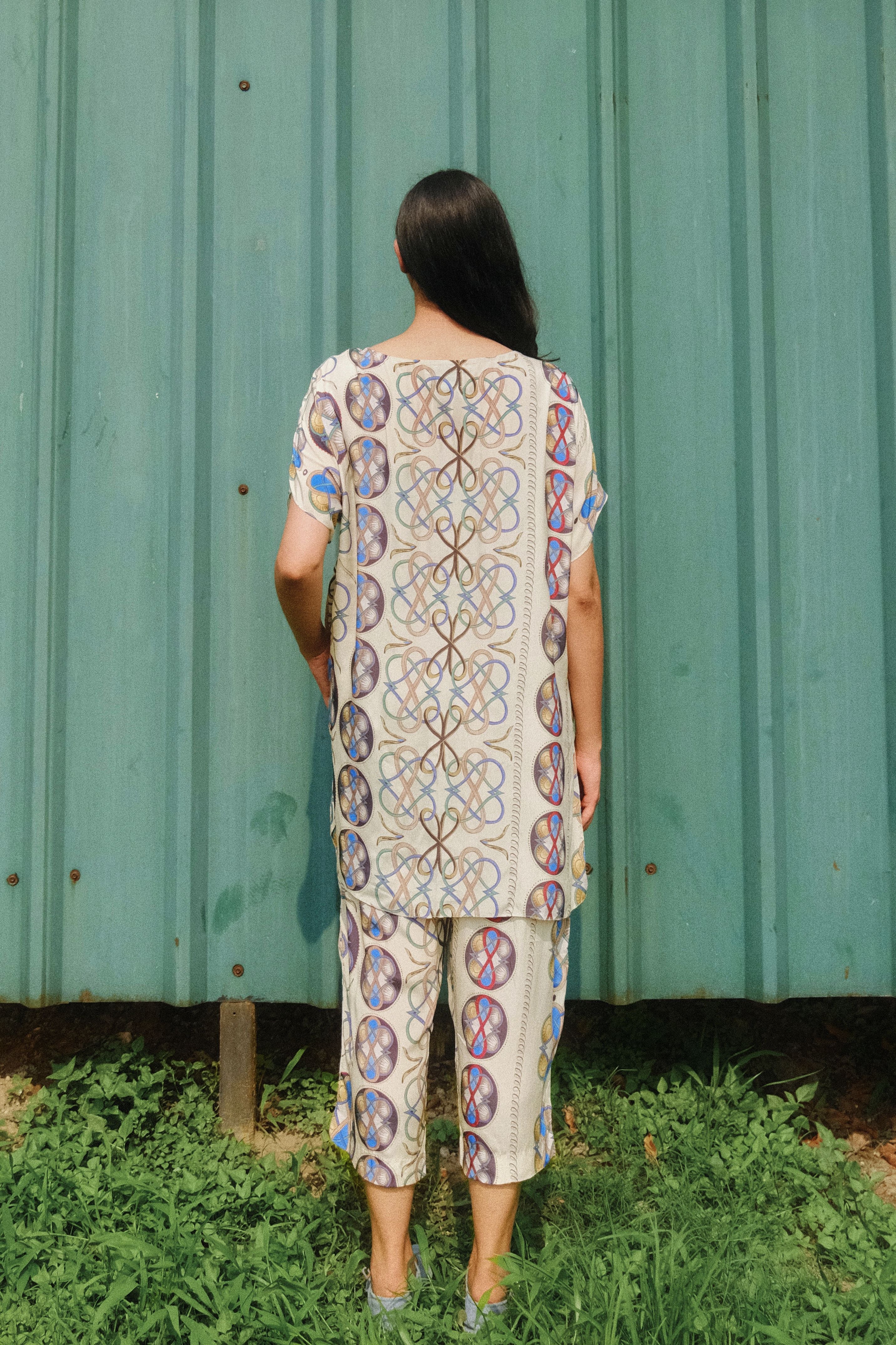 GARDEN CO-ORD SET IN AC BEIGE PRINT