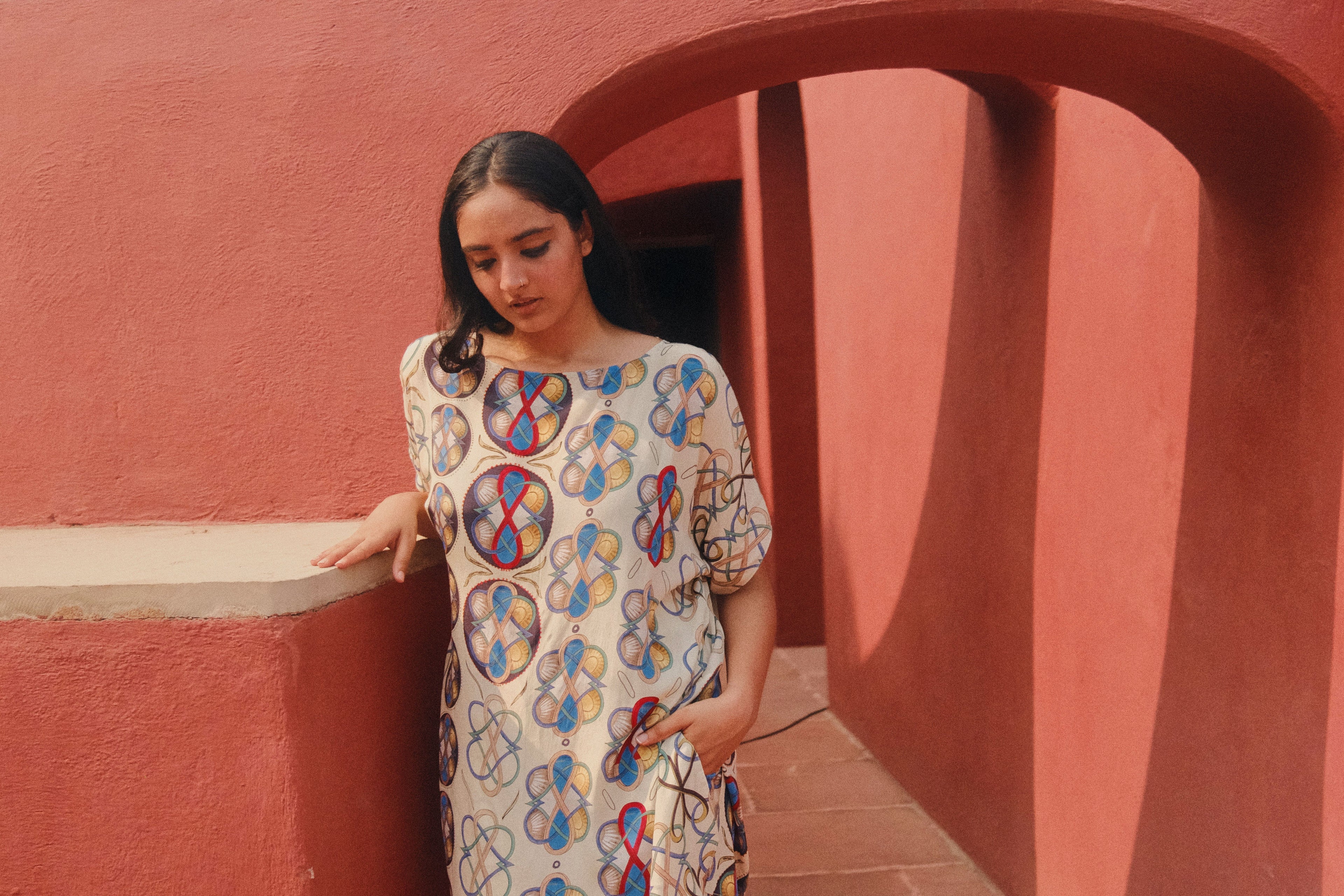 GARDEN CO-ORD SET IN AC BEIGE PRINT