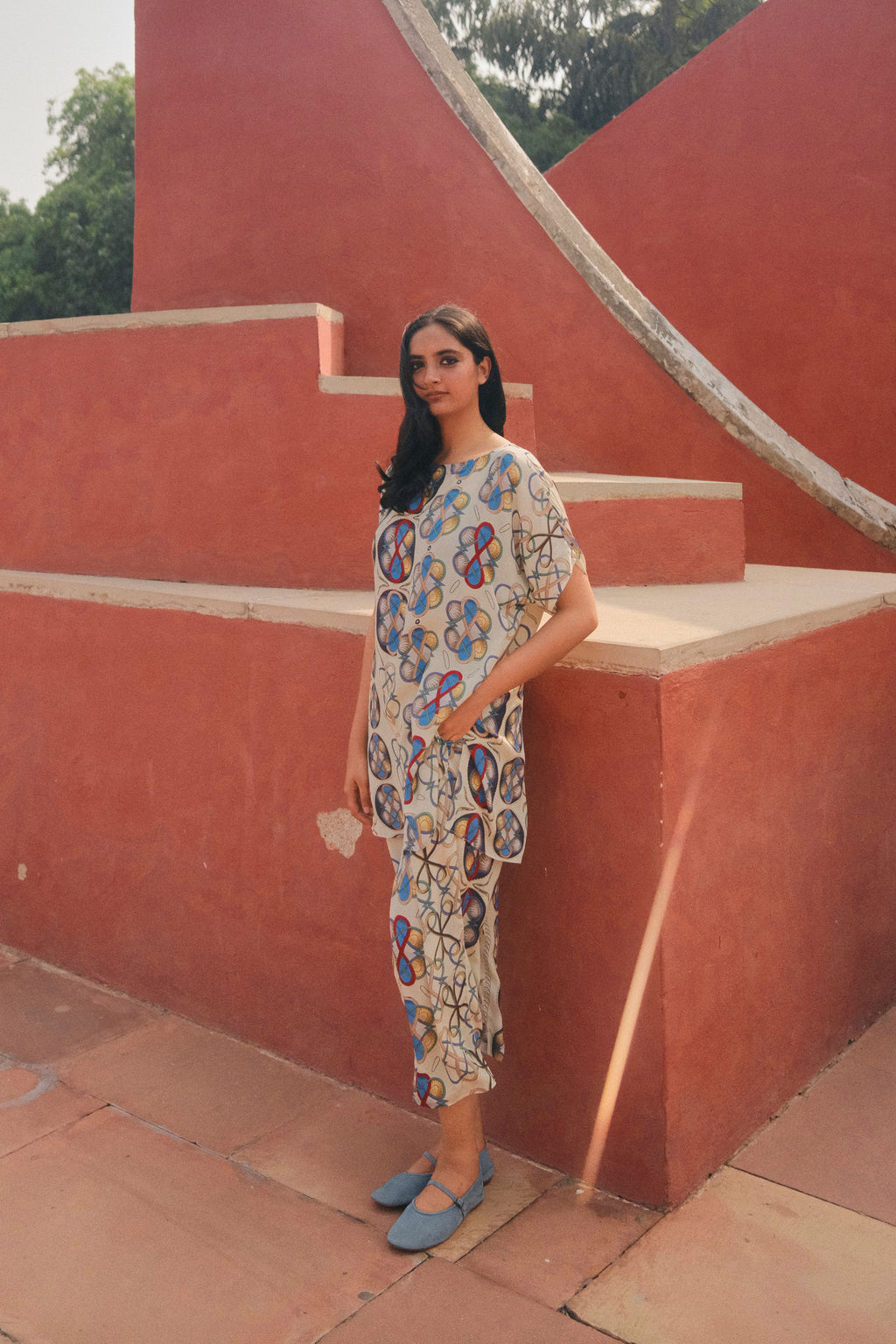 GARDEN CO-ORD SET IN AC BEIGE PRINT