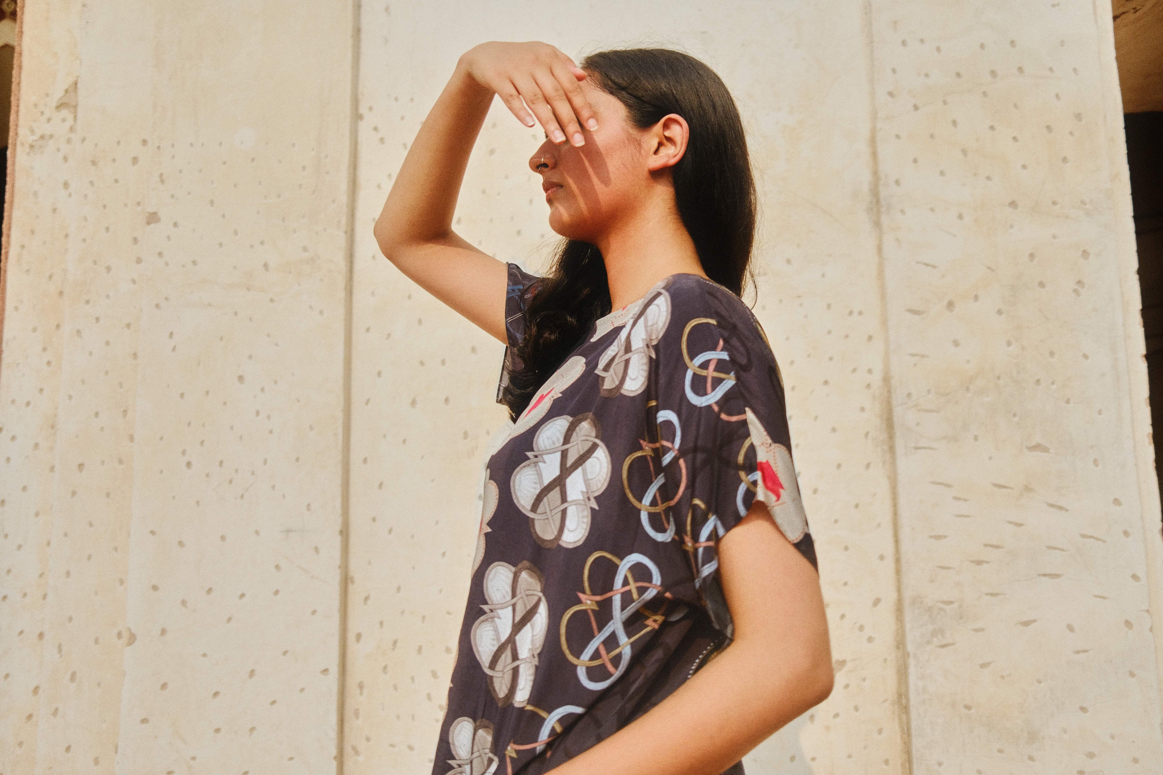 GARDEN CO-ORD SET IN AC NAVY PRINT