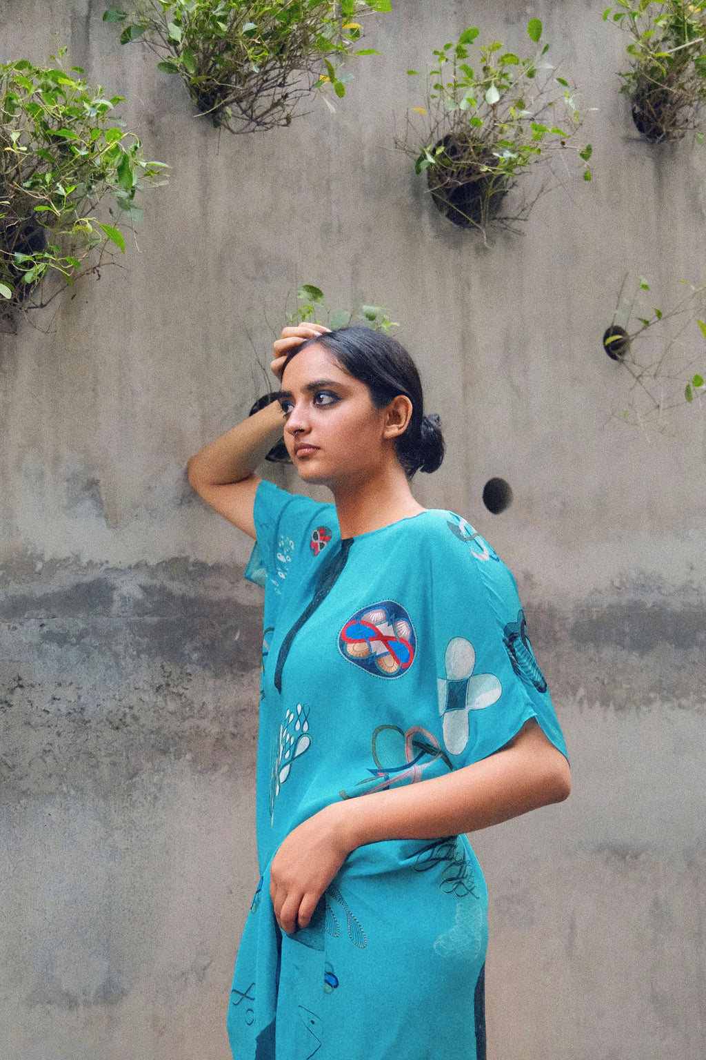 GARDEN CO-ORD SET IN TURQ FLOAT PRINT