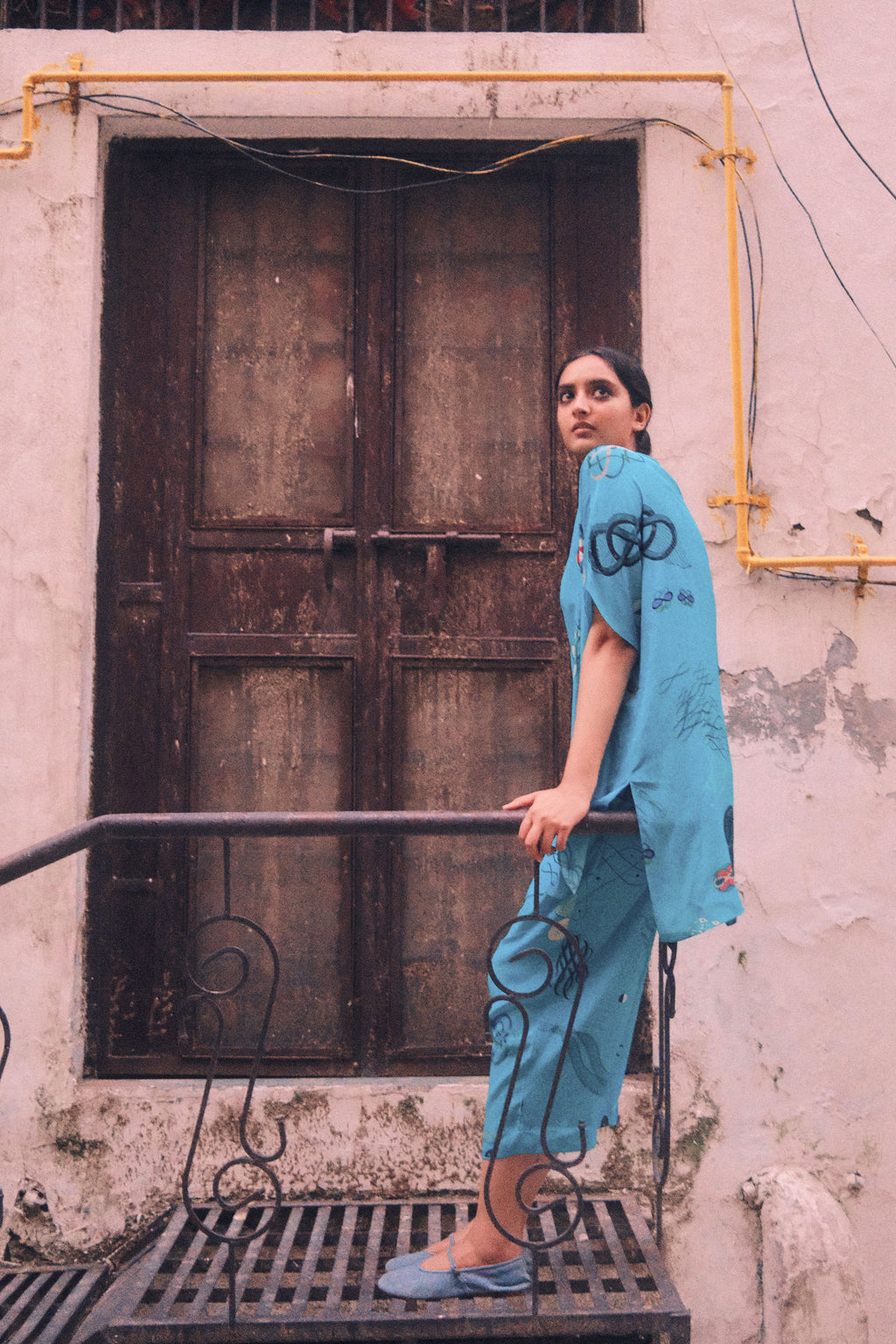 GARDEN CO-ORD SET IN TURQ FLOAT PRINT