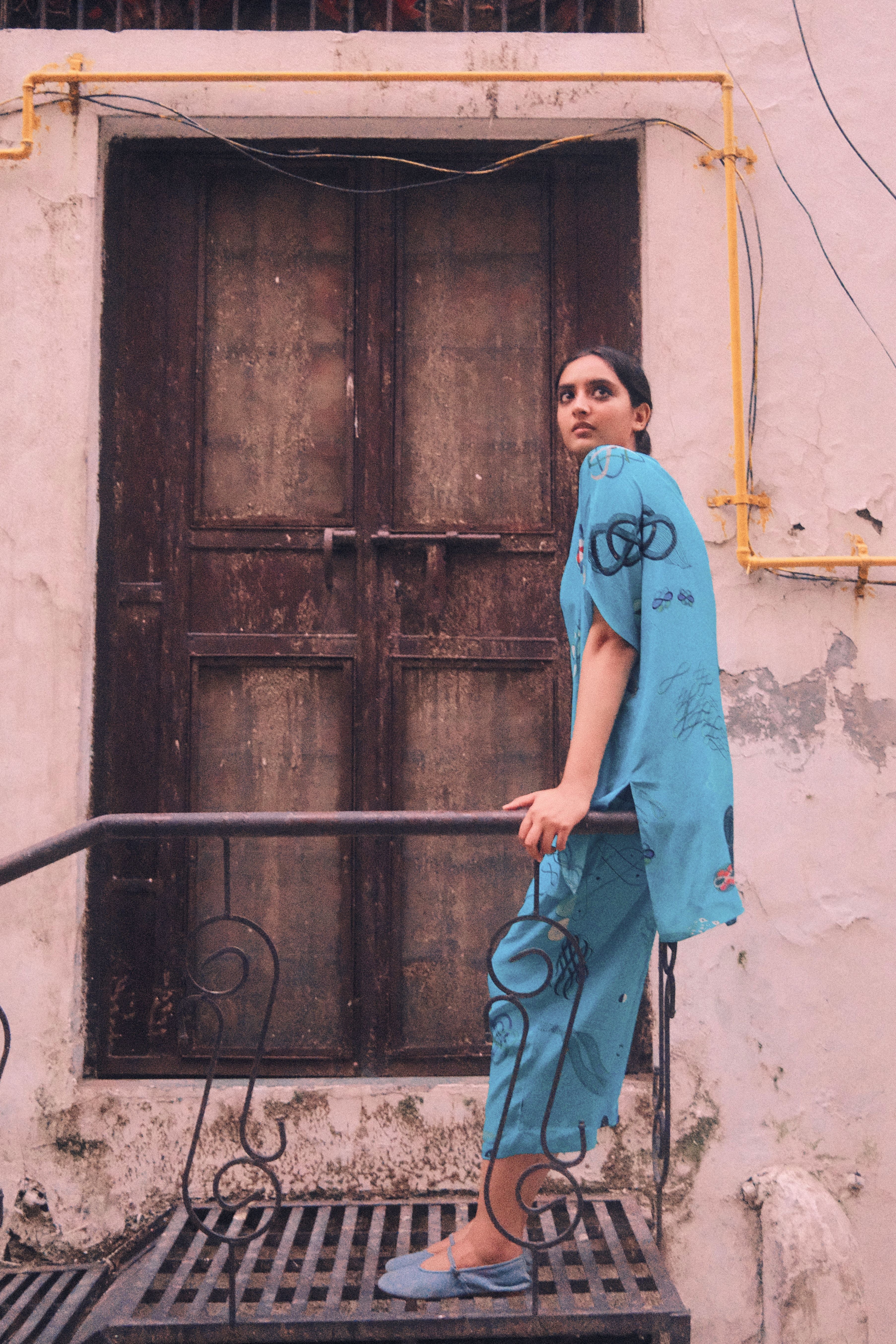 GARDEN CO-ORD SET IN TURQ FLOAT PRINT