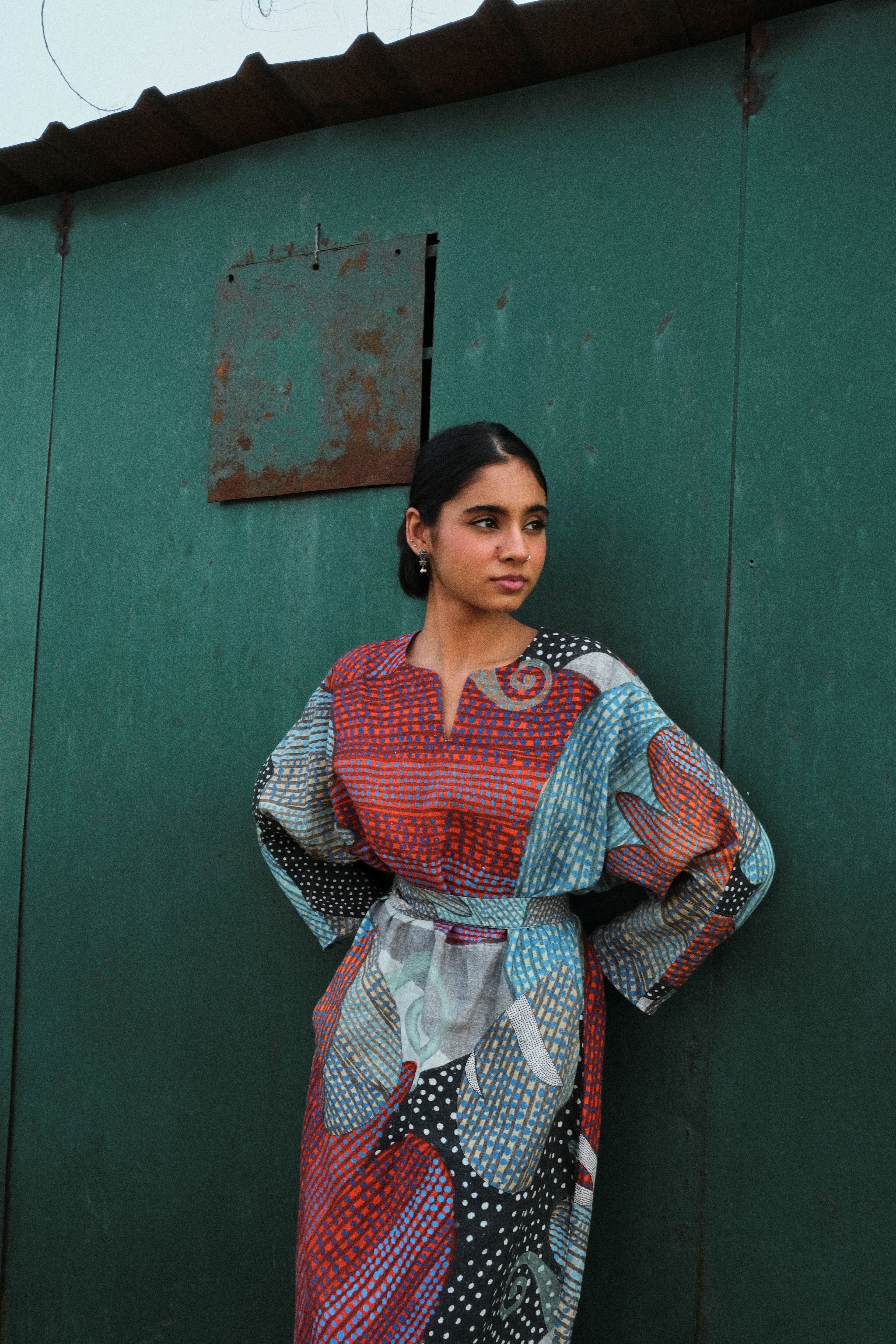 KAZA KIMONO DRESS IN MADHUMATI PRINT