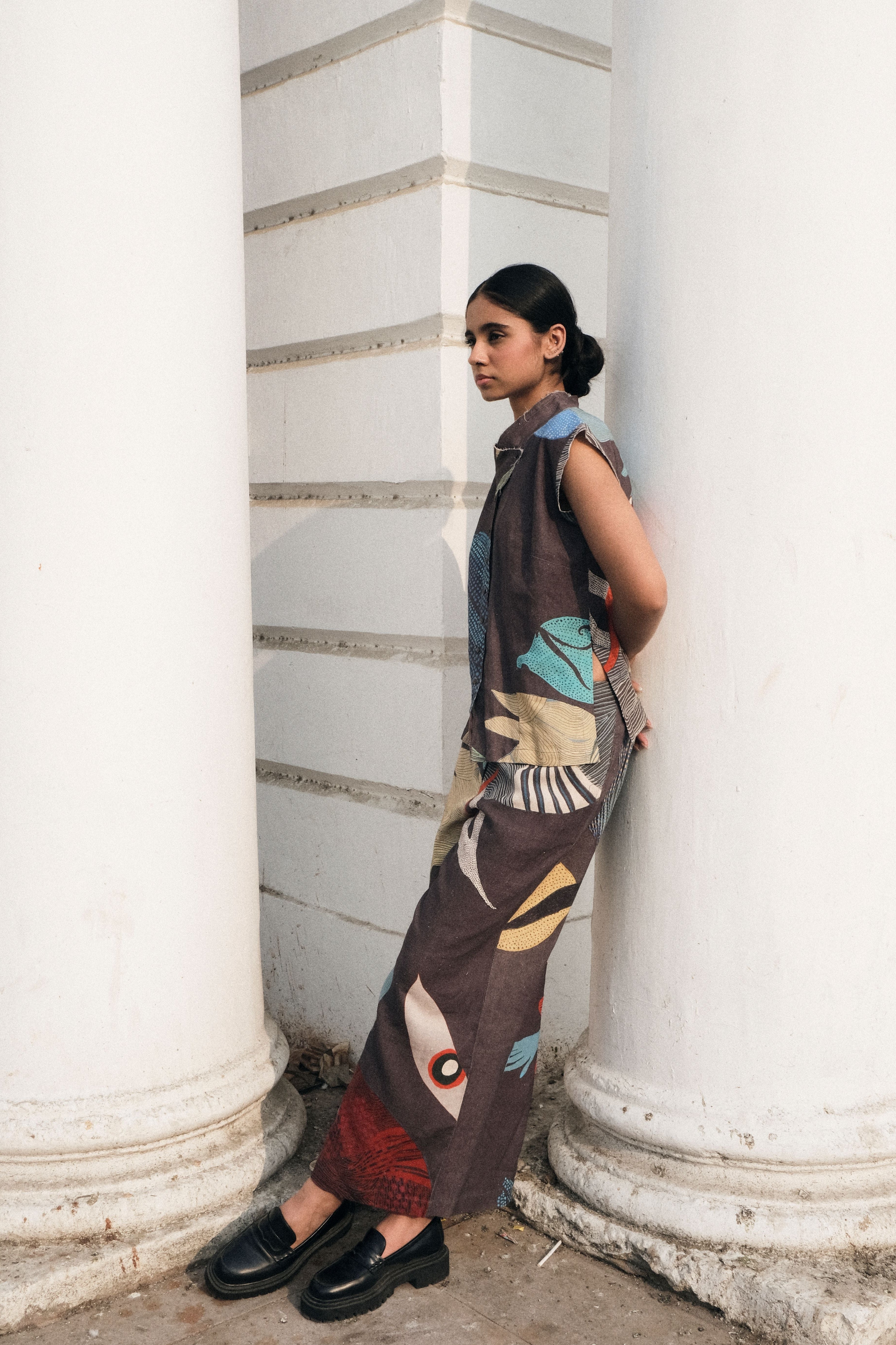 MONK TOP AND JILL PANTS IN FAITH CHARCOAL PRINT