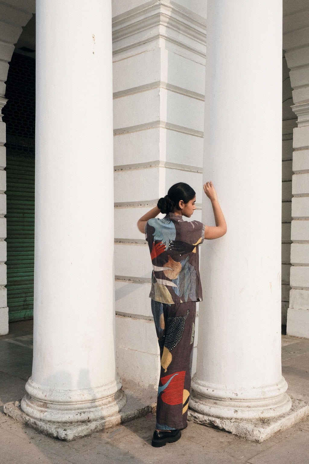 MONK TOP AND JILL PANTS IN FAITH CHARCOAL PRINT