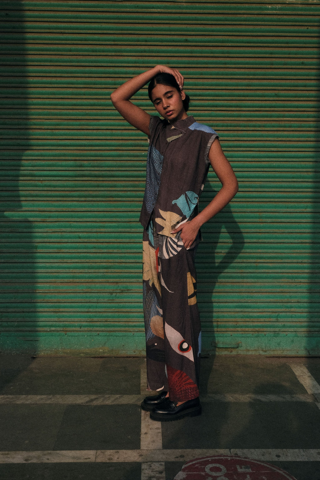 MONK TOP AND JILL PANTS IN FAITH CHARCOAL PRINT