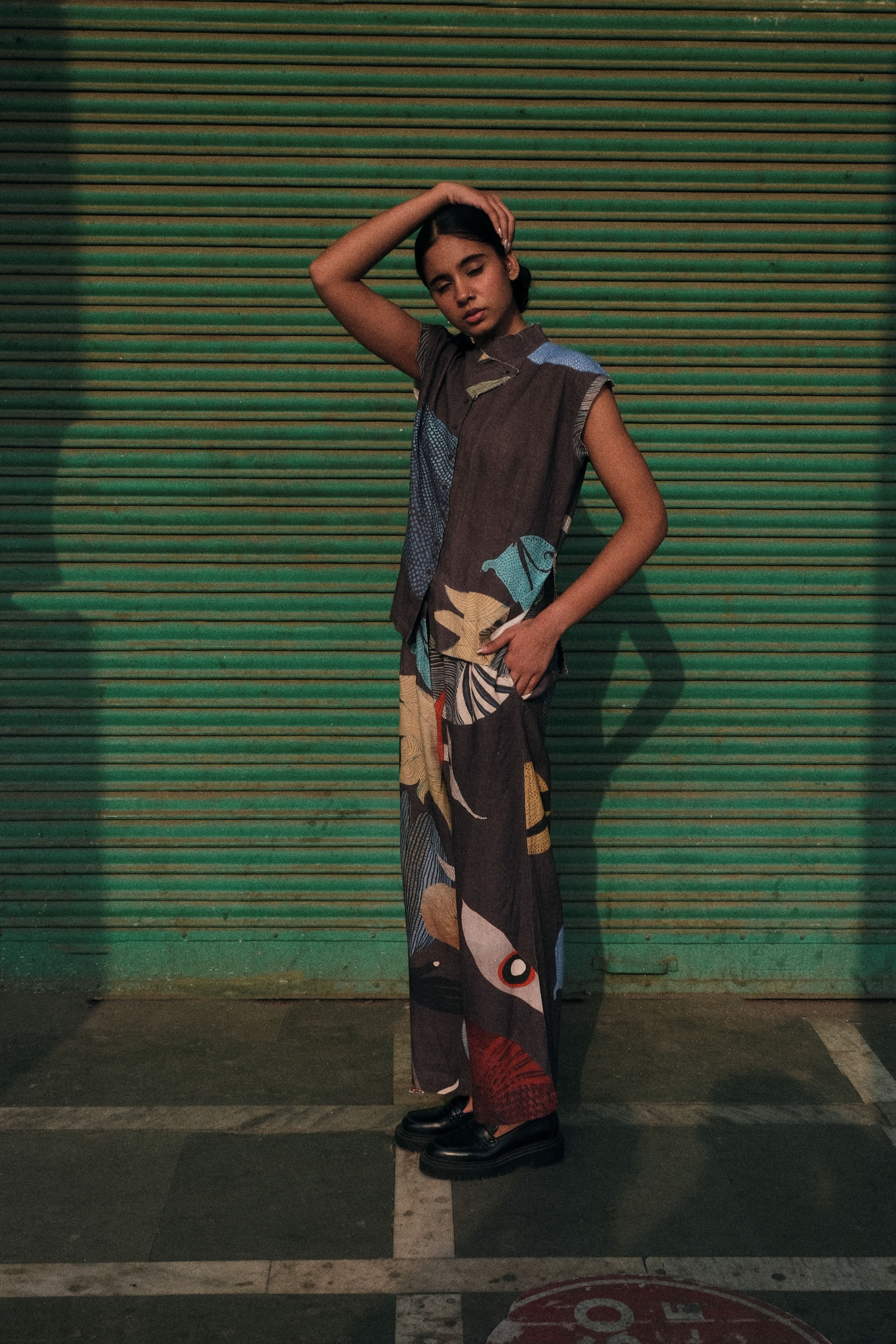 MONK TOP AND JILL PANTS IN FAITH CHARCOAL PRINT